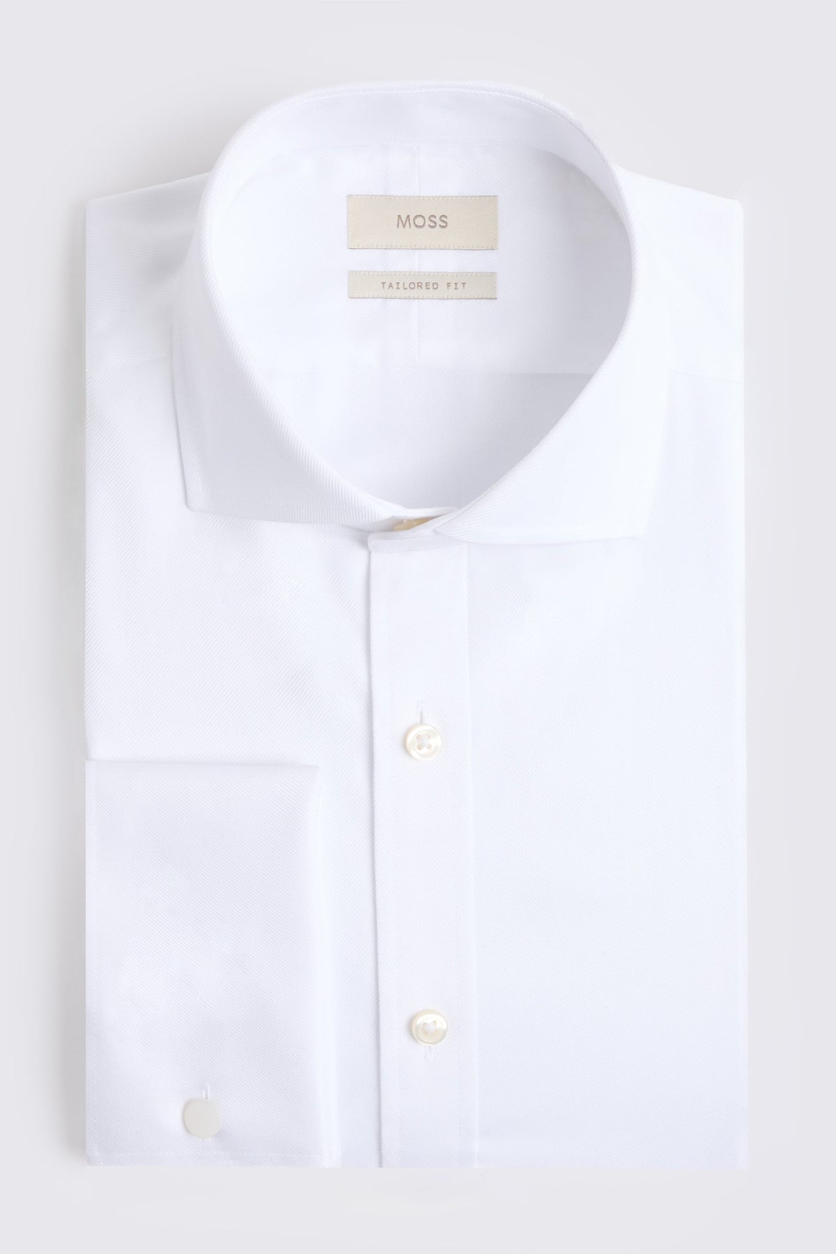 Tailored Fit White Cotton Twill Shirt