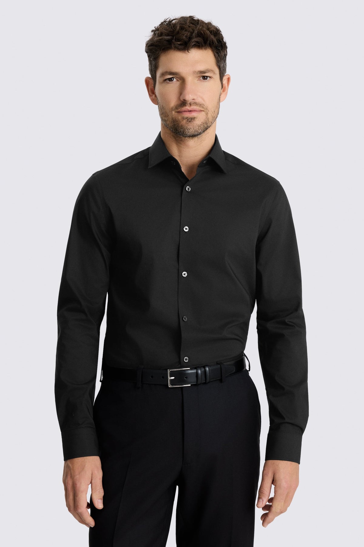 Slim Fit Black Stretch Shirt