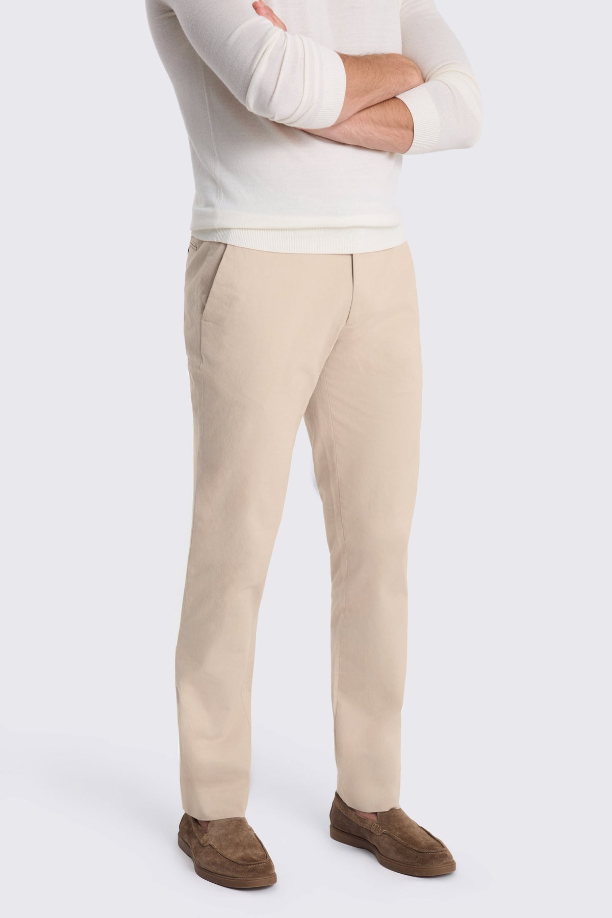 Tailored Fit Stone Cotton Chinos
