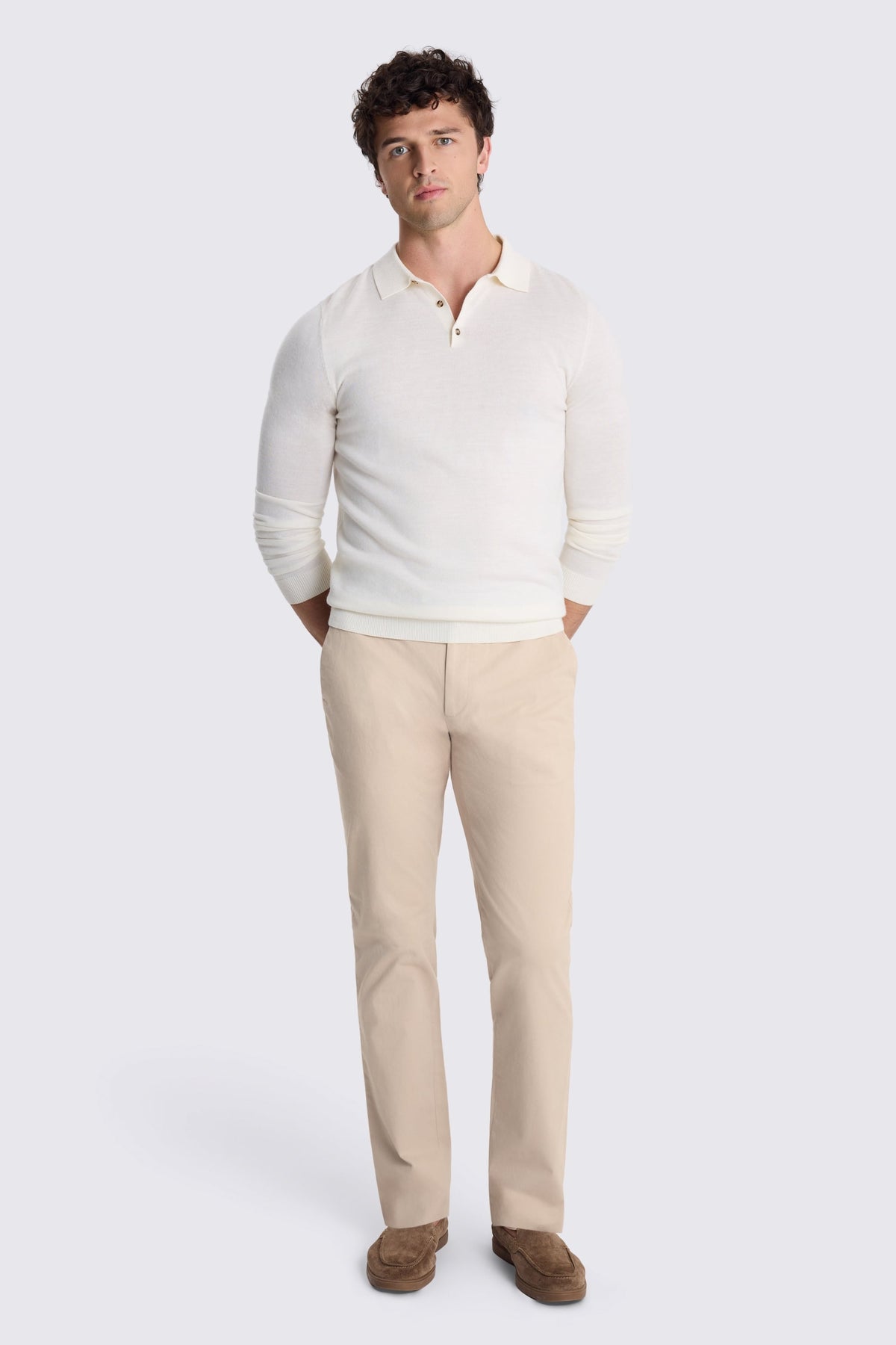 Tailored Fit Stone Cotton Chinos