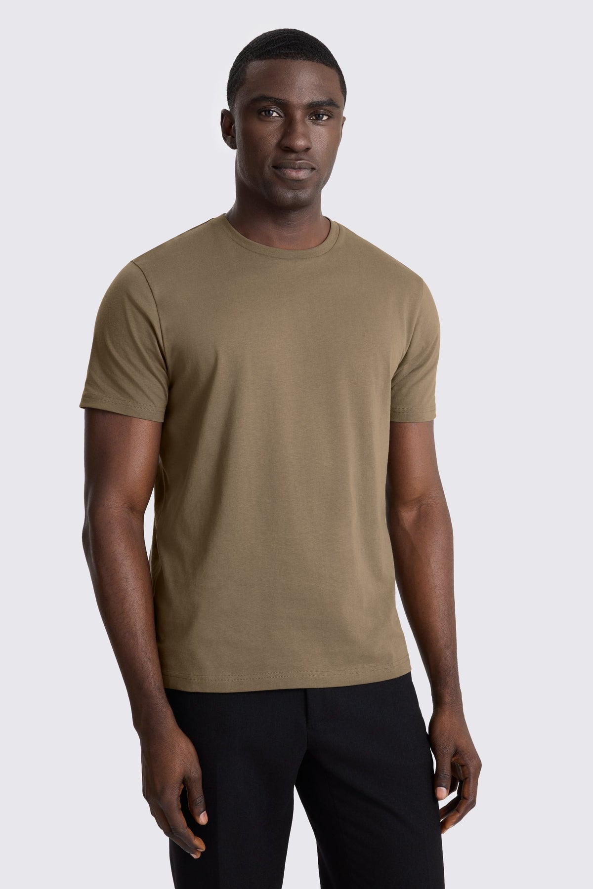 Dark Taupe Cotton Crew-Neck T-Shirt