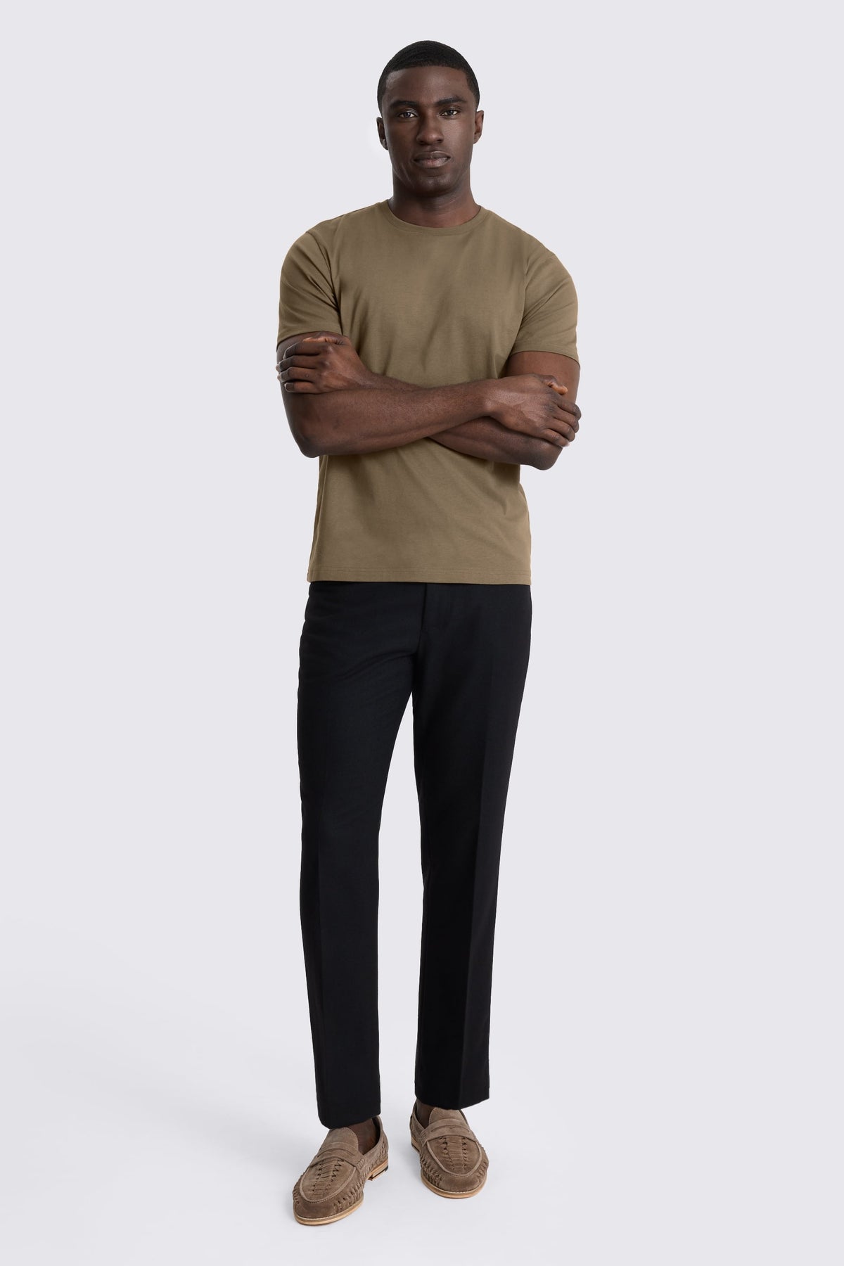Dark Taupe Cotton Crew-Neck T-Shirt