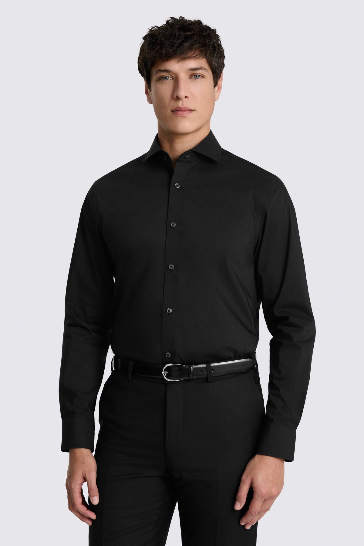 Tailored Fit Black Stretch Shirt