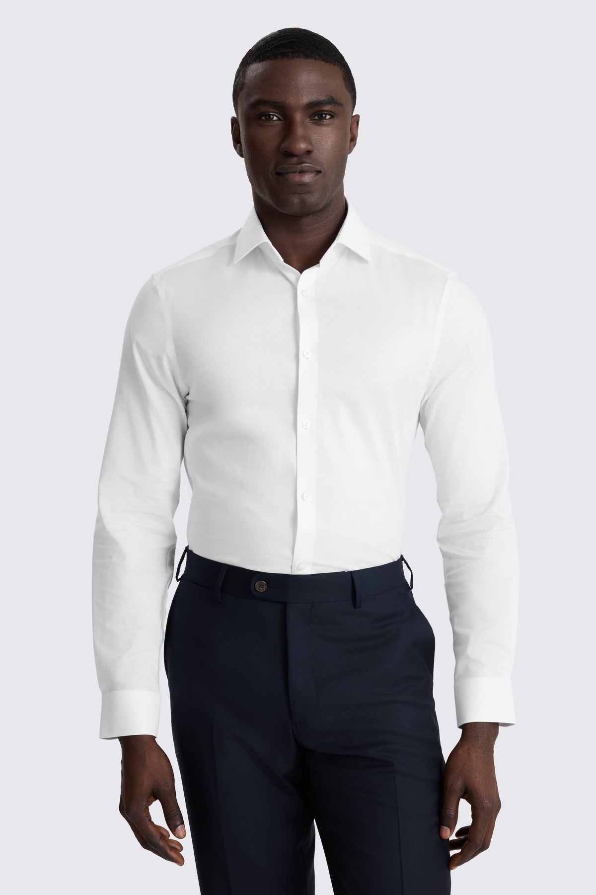 Slim Fit White Dobby Stretch Shirt