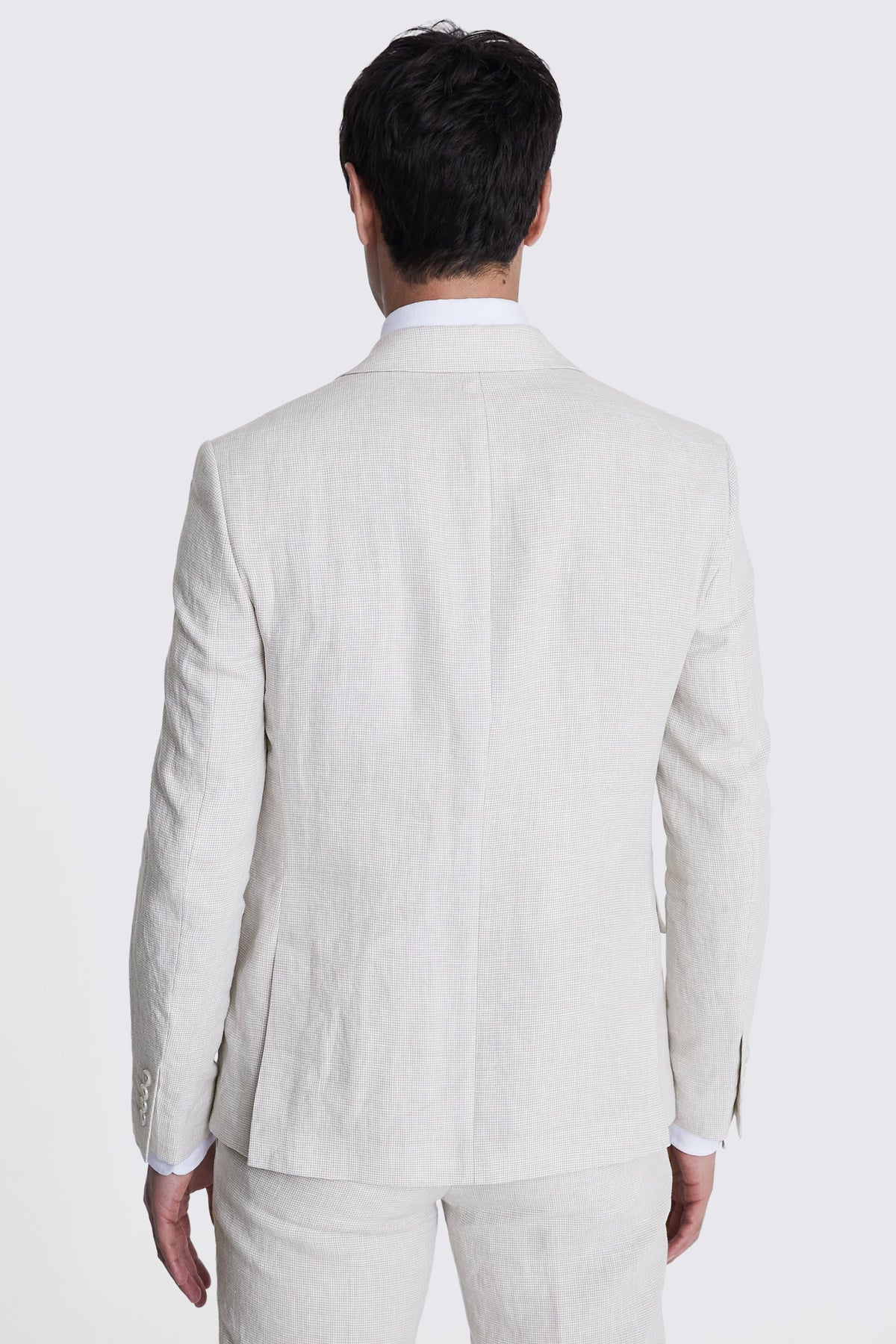 Slim Fit Stone Puppytooth Linen Suit
