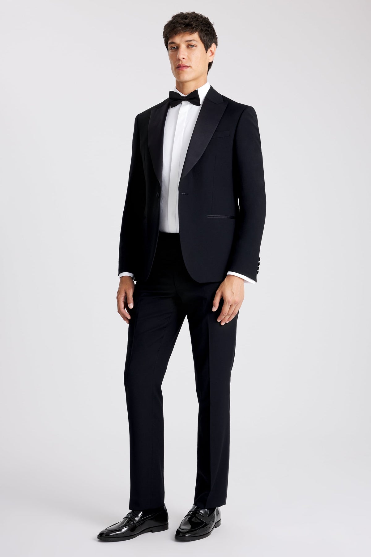 Slim Fit Black Peak Lapel Tuxedo Suit