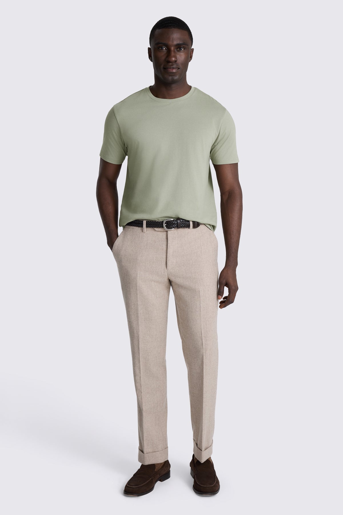 Sage Green Cotton Crew-Neck T-Shirt