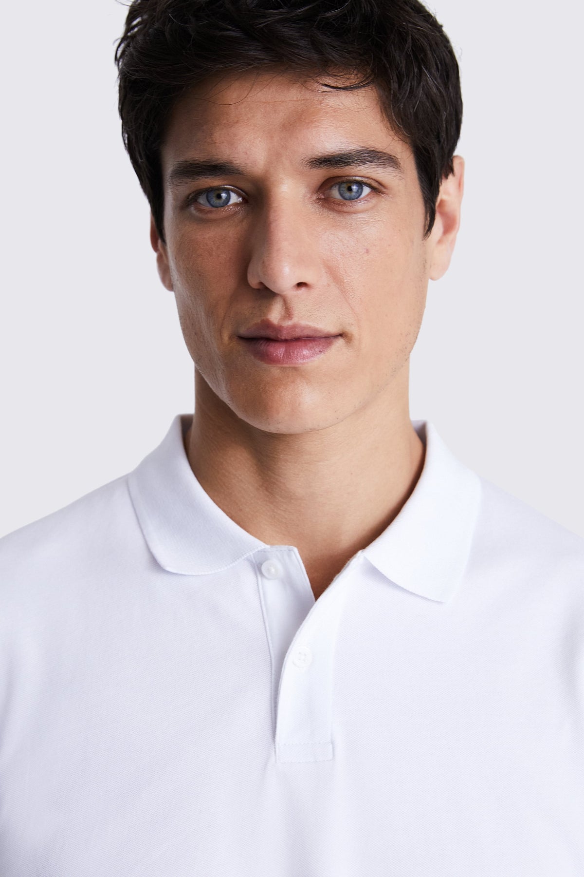 White Cotton Pique Polo Shirt