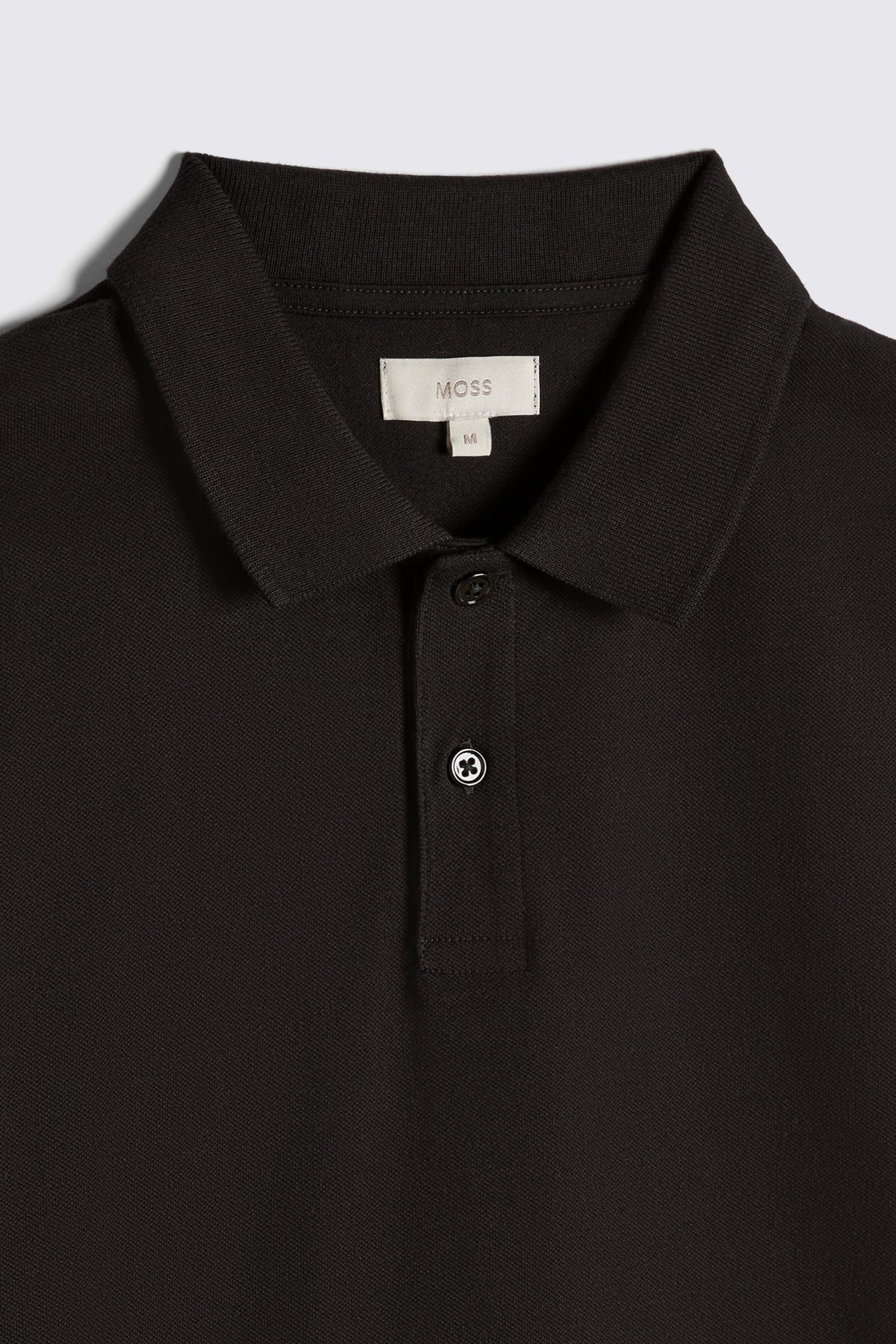 Black Cotton Pique Polo Shirt