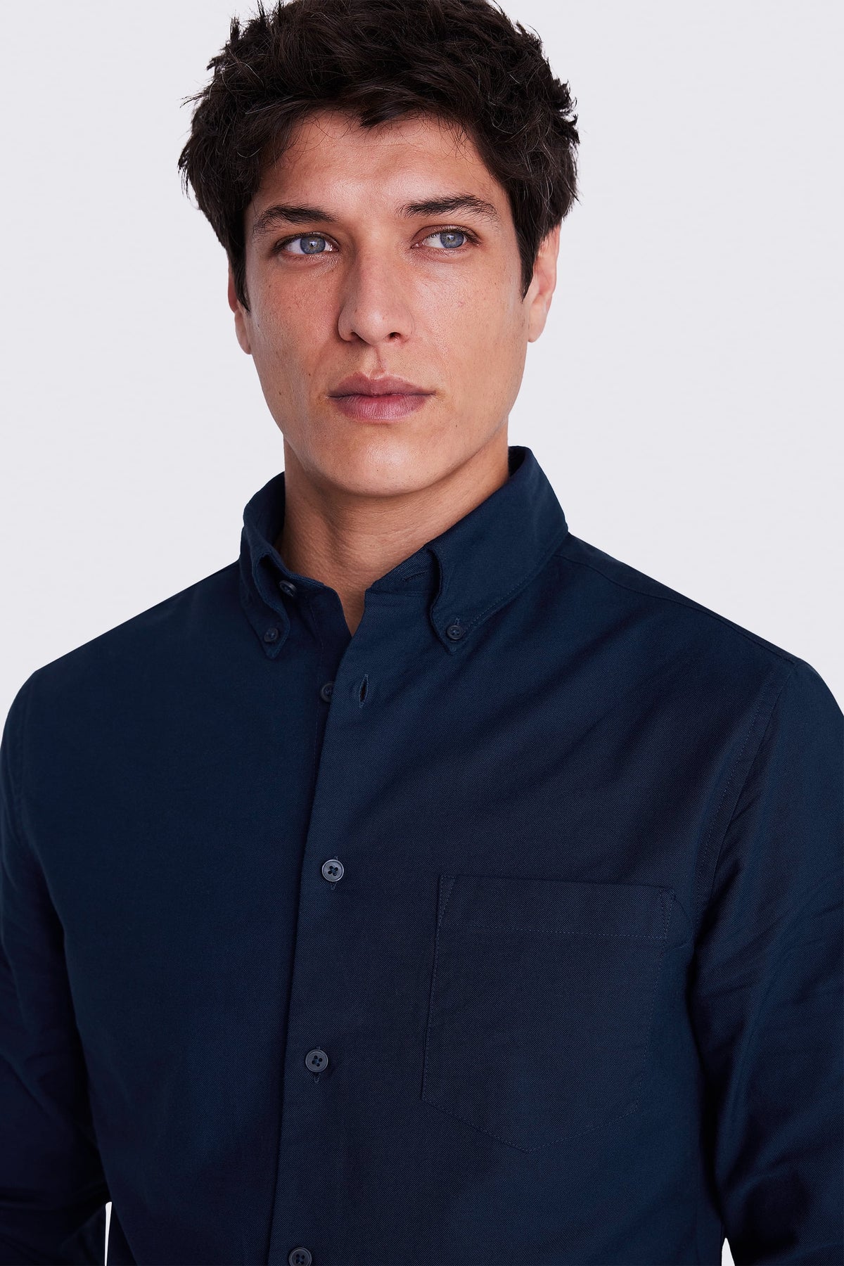 Navy Washed Cotton Oxford Shirt