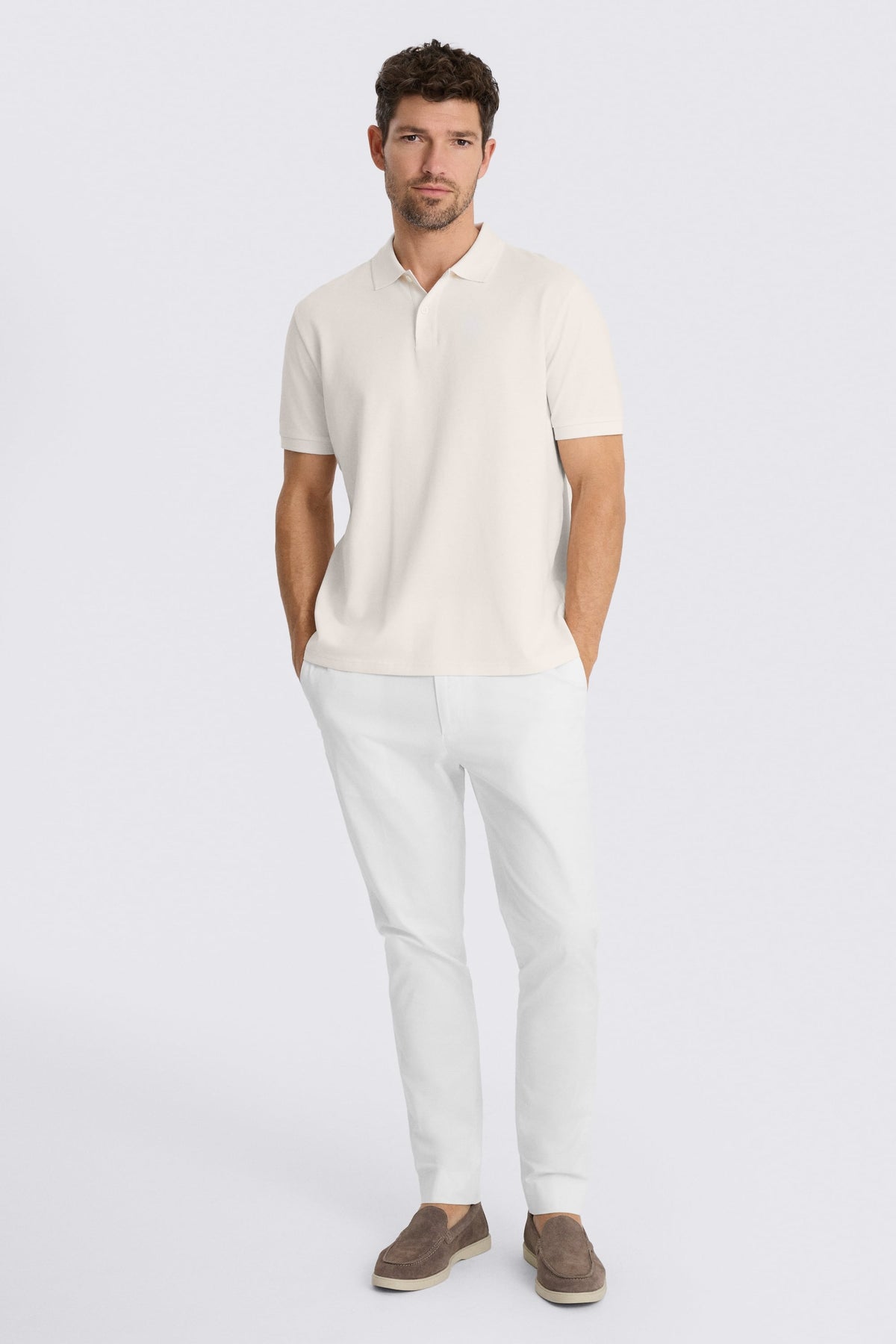 Off-White Cotton Pique Polo Shirt