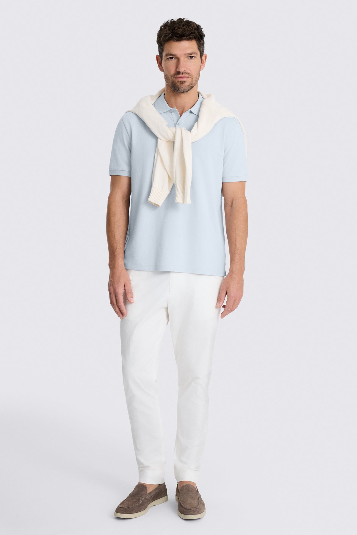 Light Blue Cotton Pique Polo Shirt
