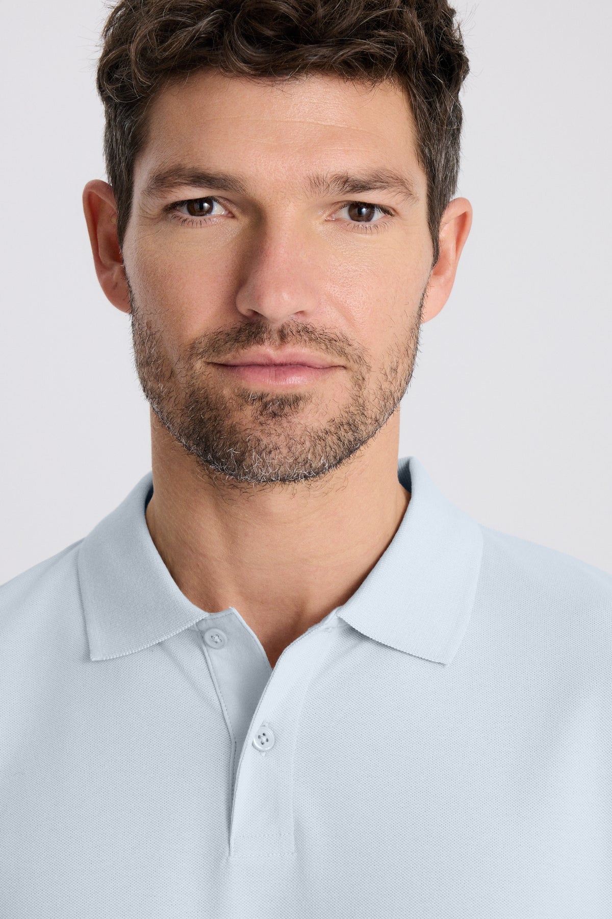 Light Blue Cotton Pique Polo Shirt