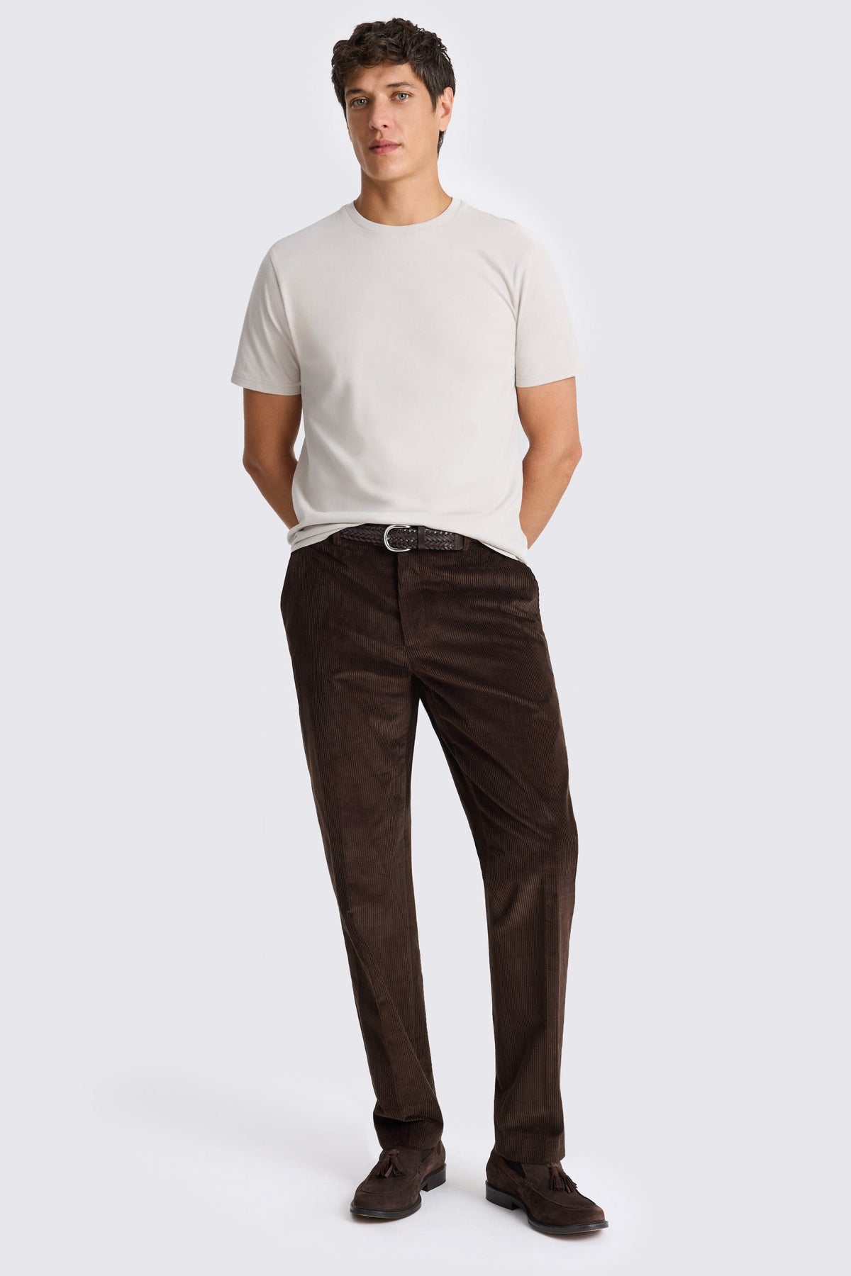 Light Taupe Cotton Crew-Neck T-Shirt