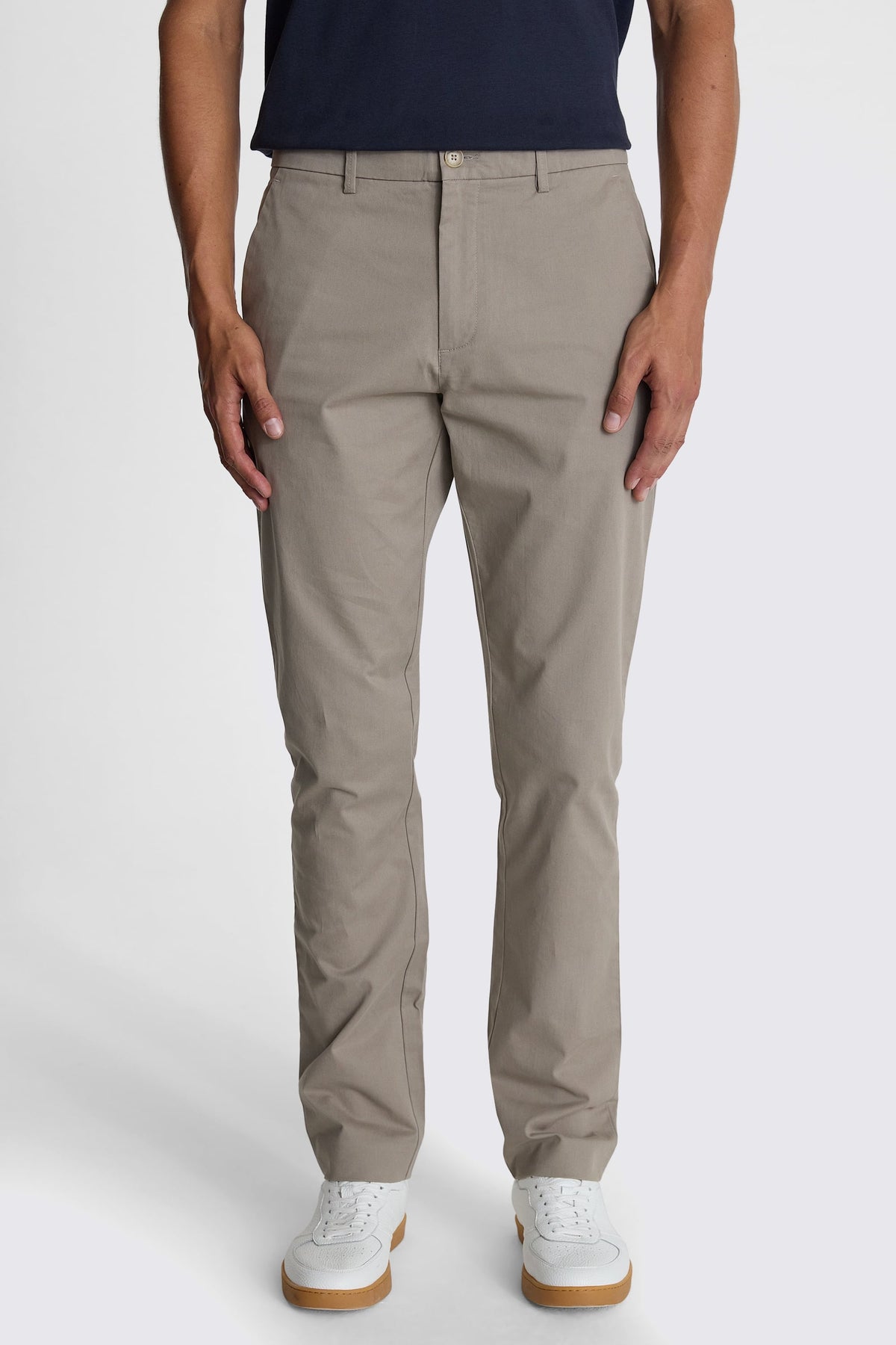 Tailored Fit Dark Taupe Cotton Chinos