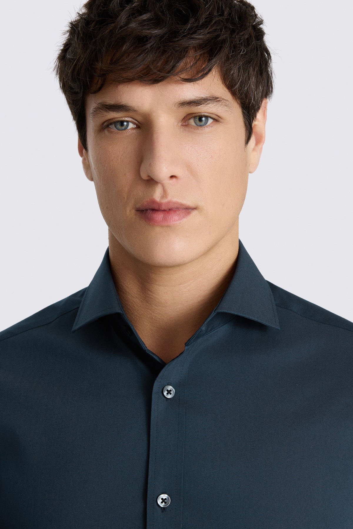 Tailored Fit Dark Blue Stretch Shirt