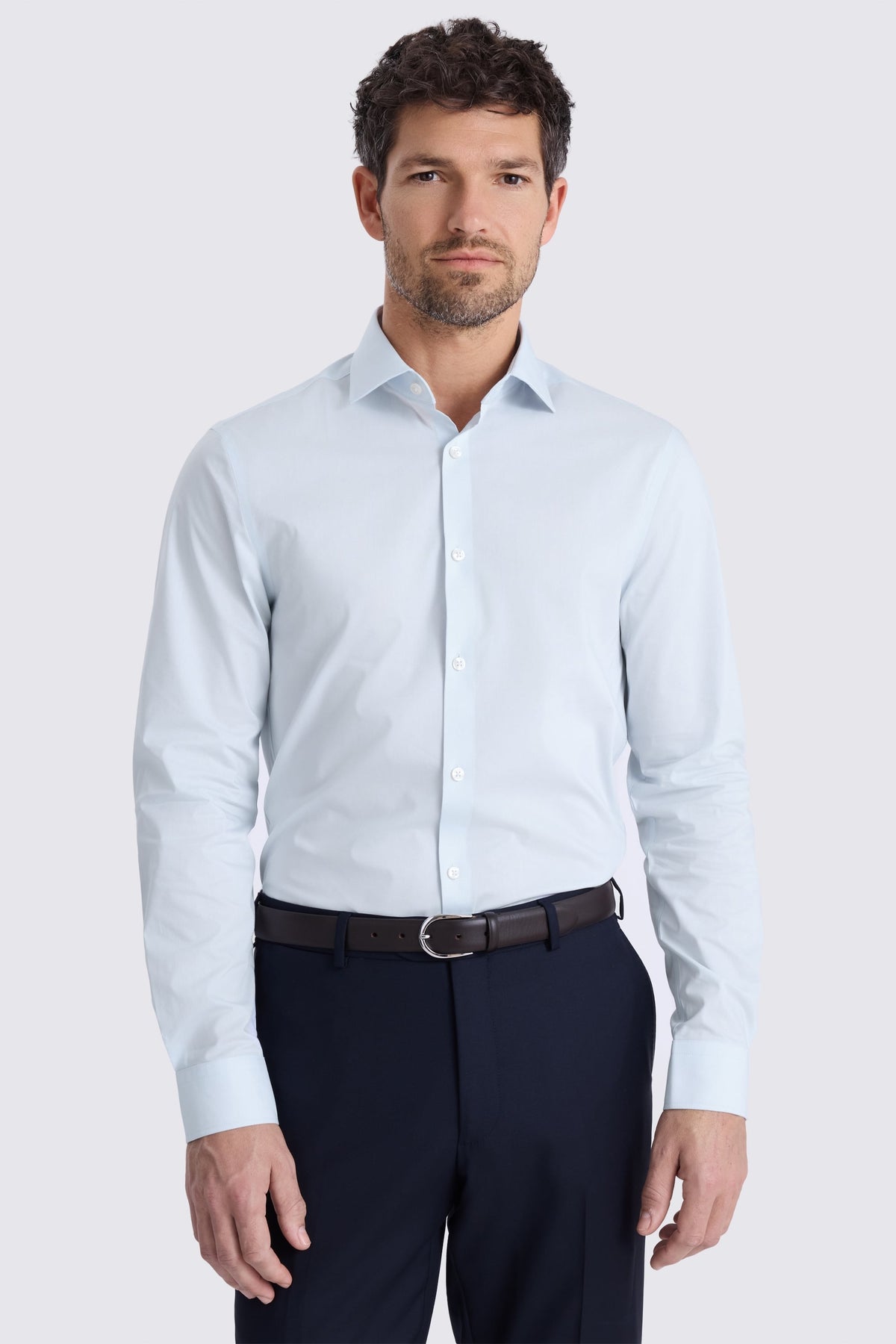 Slim Fit Light Blue Stretch Shirt