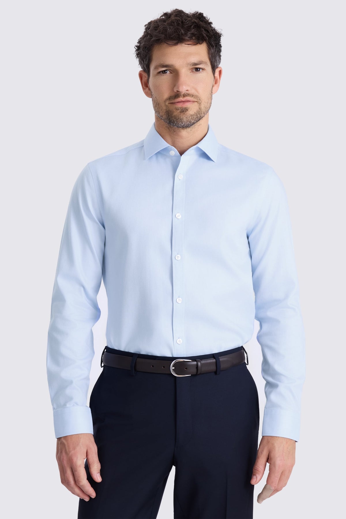 Slim Fit Sky Royal Oxford Non-Iron Cotton Shirt