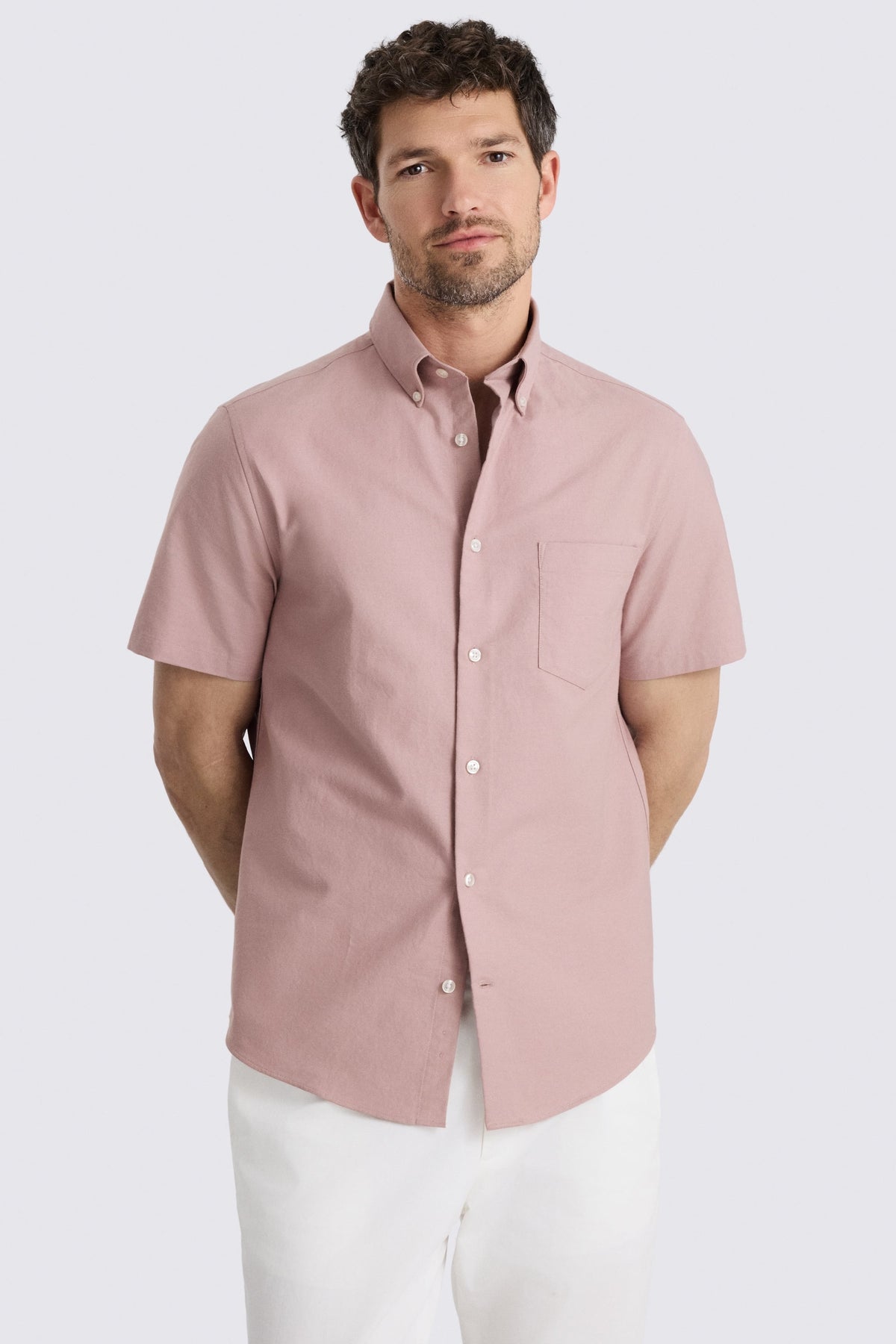 Pink Short Sleeve Cotton Oxford Shirt