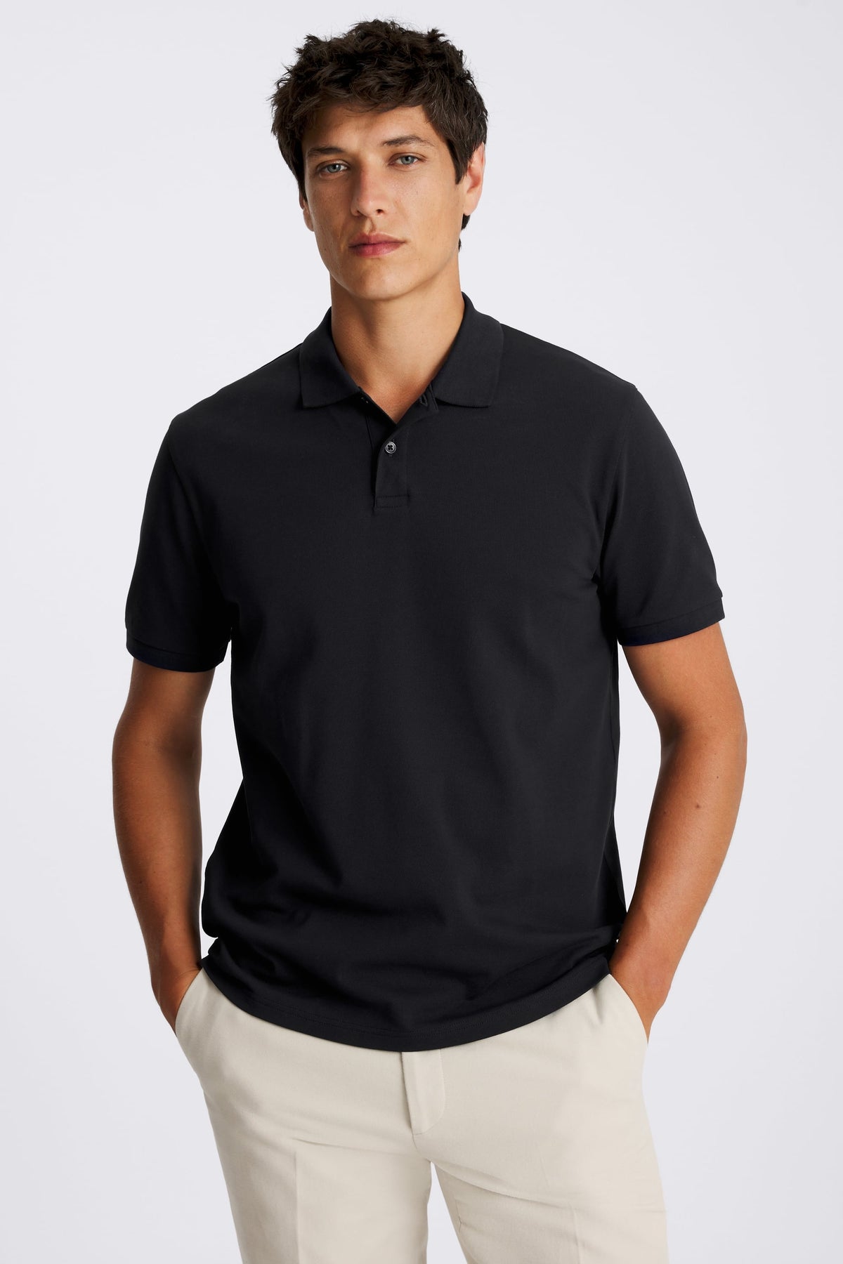 Navy Cotton Pique Polo Shirt