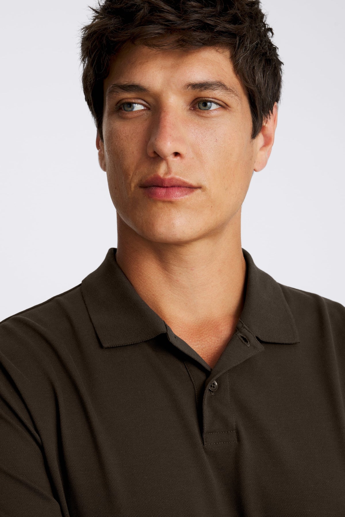 Brown Cotton Pique Polo Shirt