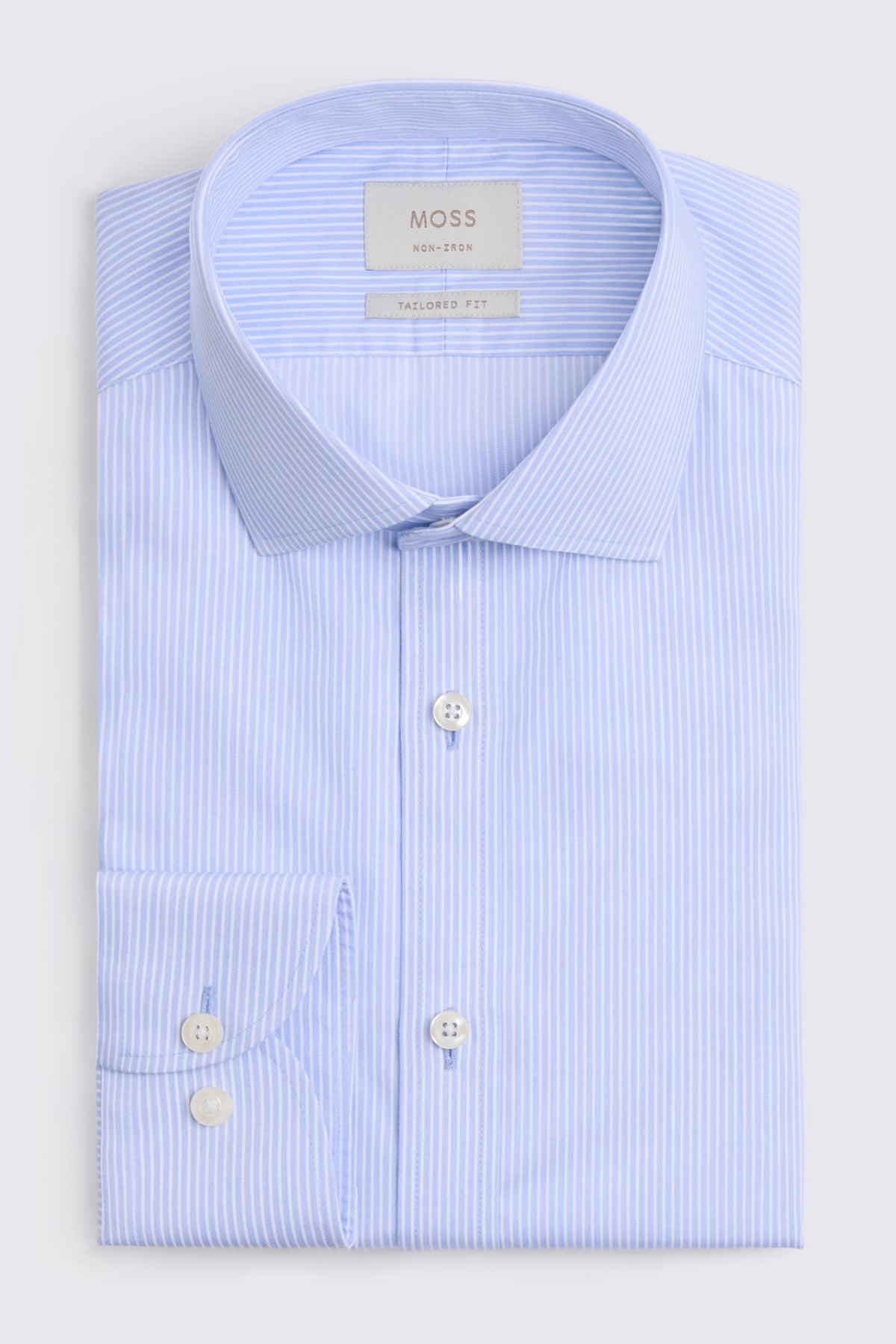 Tailored Fit Sky Stripe Non-Iron Cotton Shirt