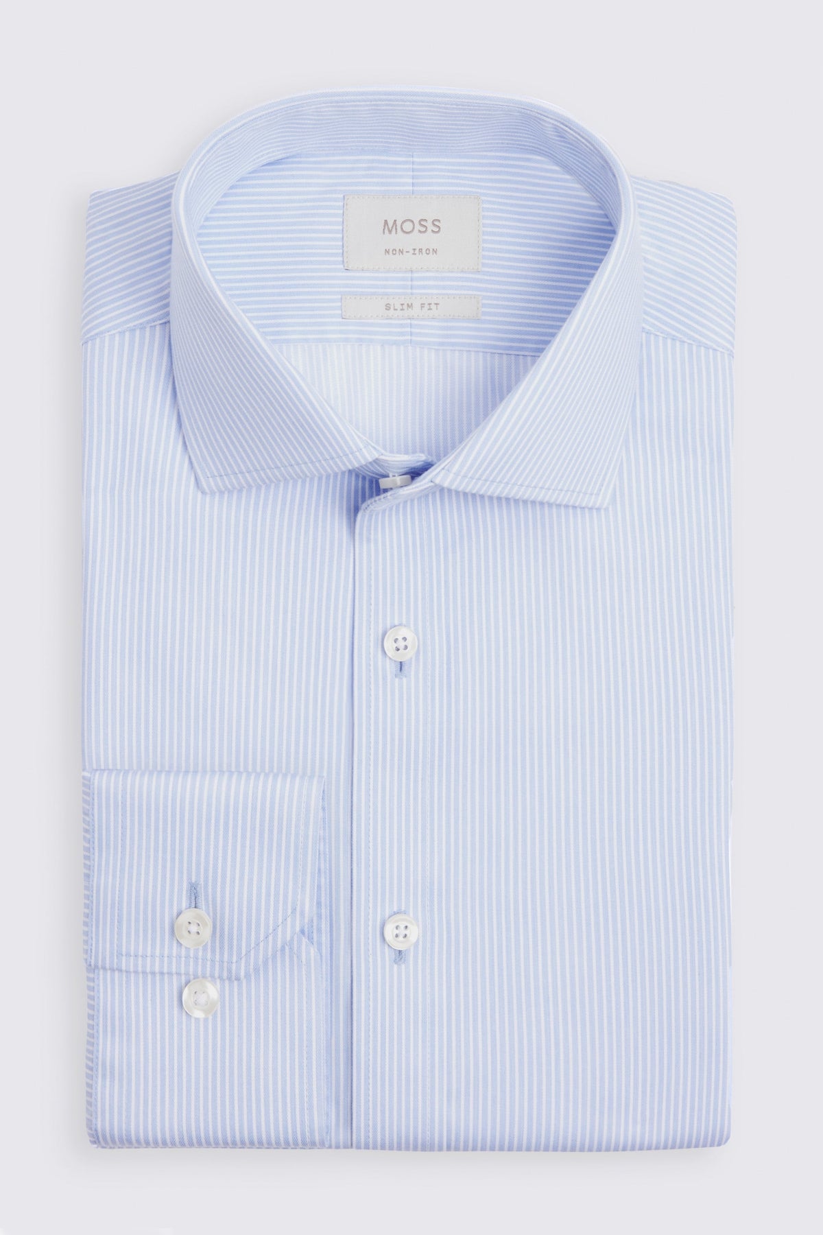 Slim Fit Sky Stripe Non-Iron Cotton Shirt