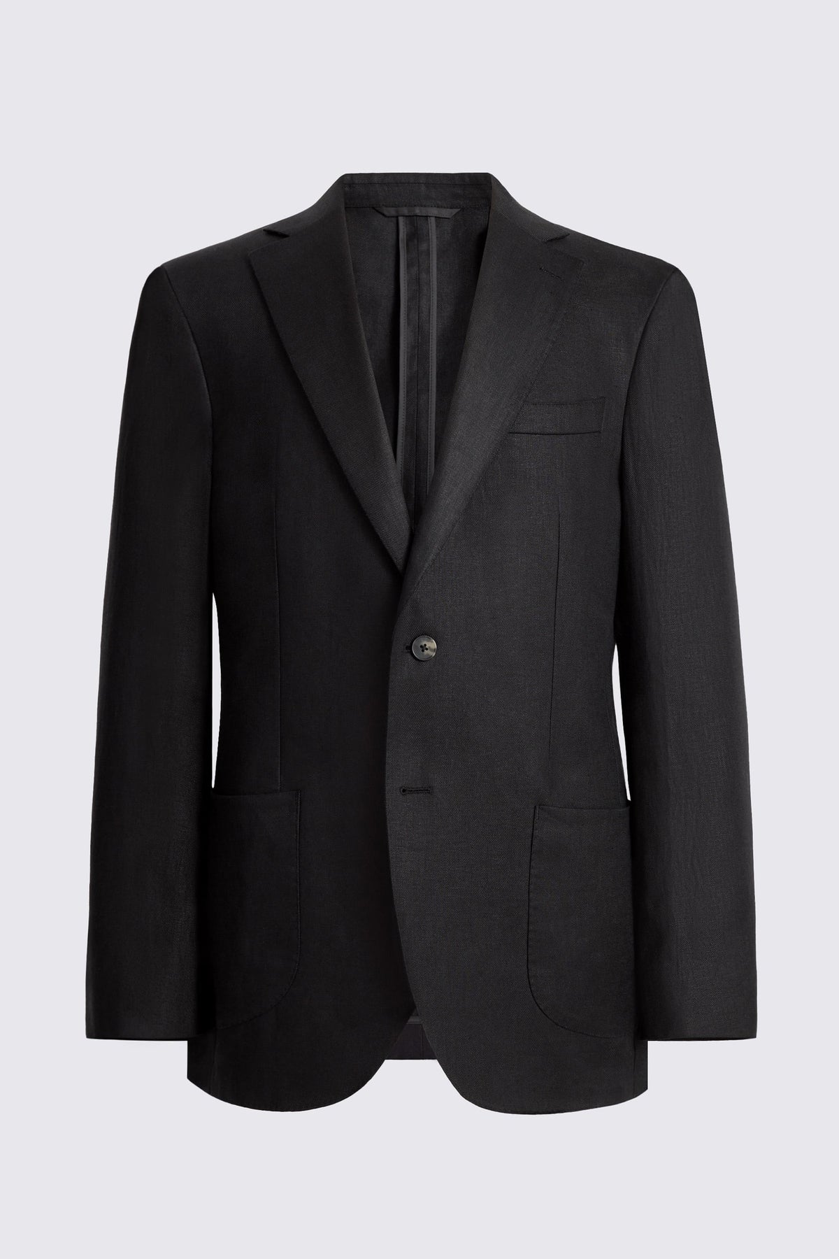 Tailored Fit Black Twill Linen Suit