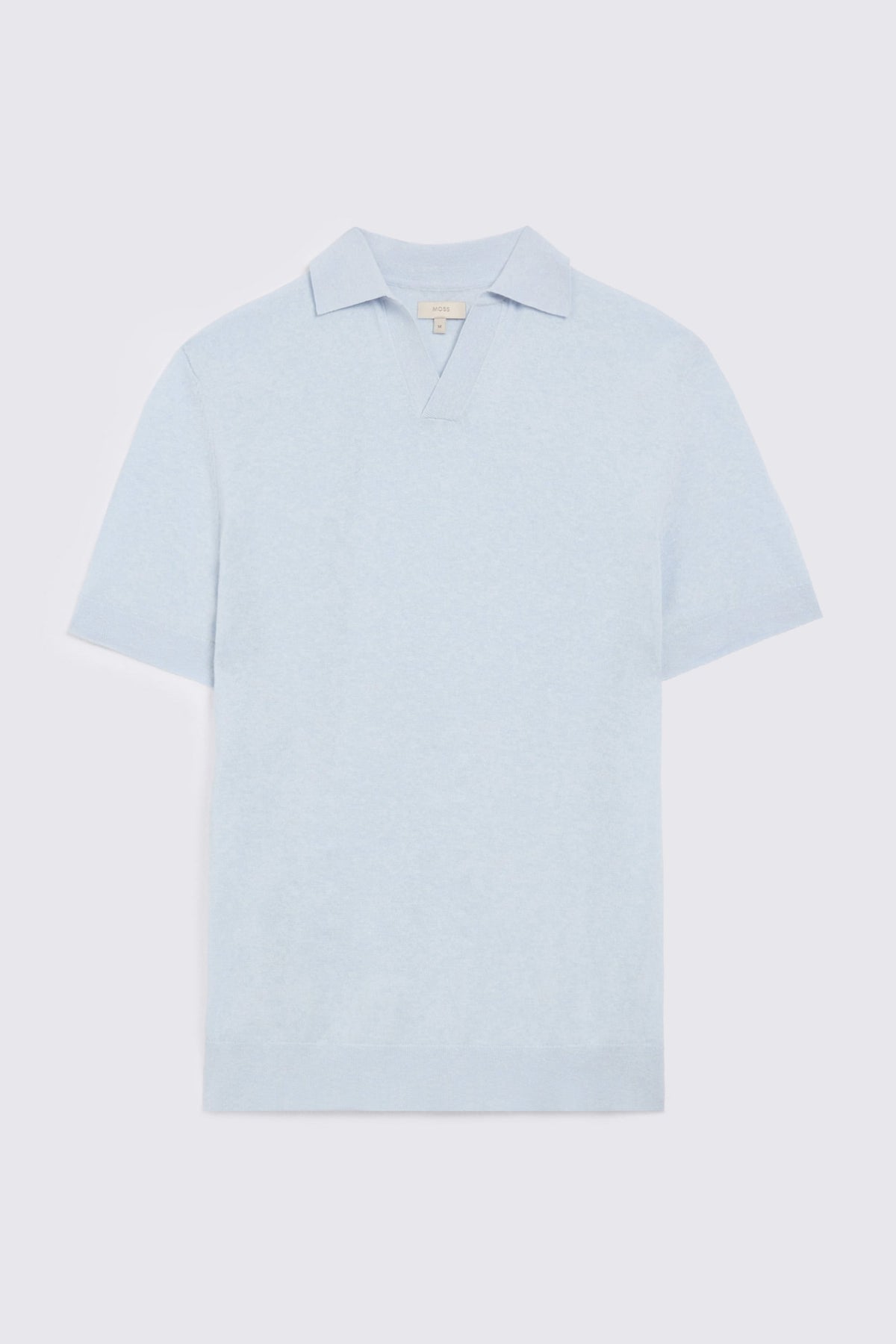 Light Blue Linen-blend Skipper Polo Shirt