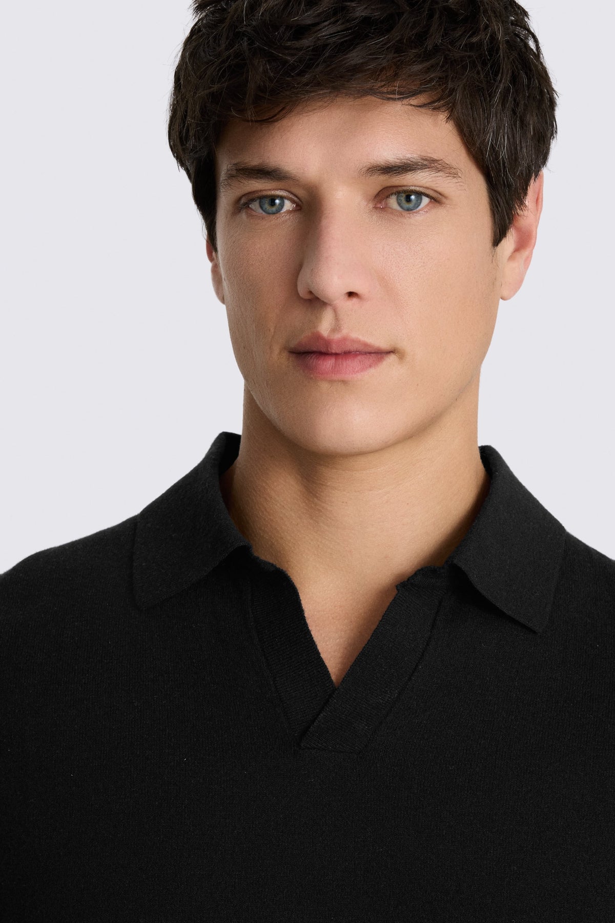 Black Linen-blend Skipper Polo Shirt