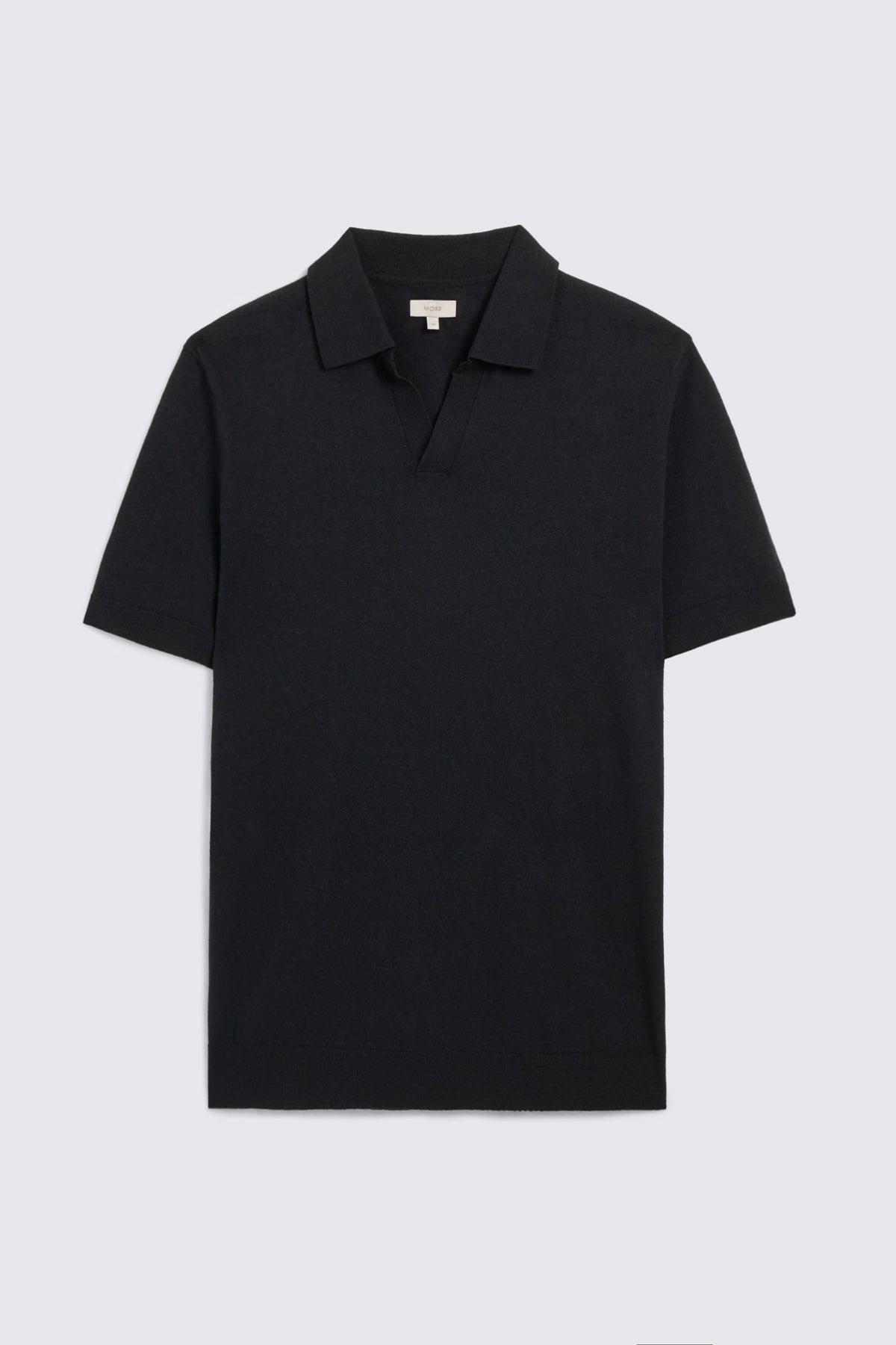 Black Linen-blend Skipper Polo Shirt