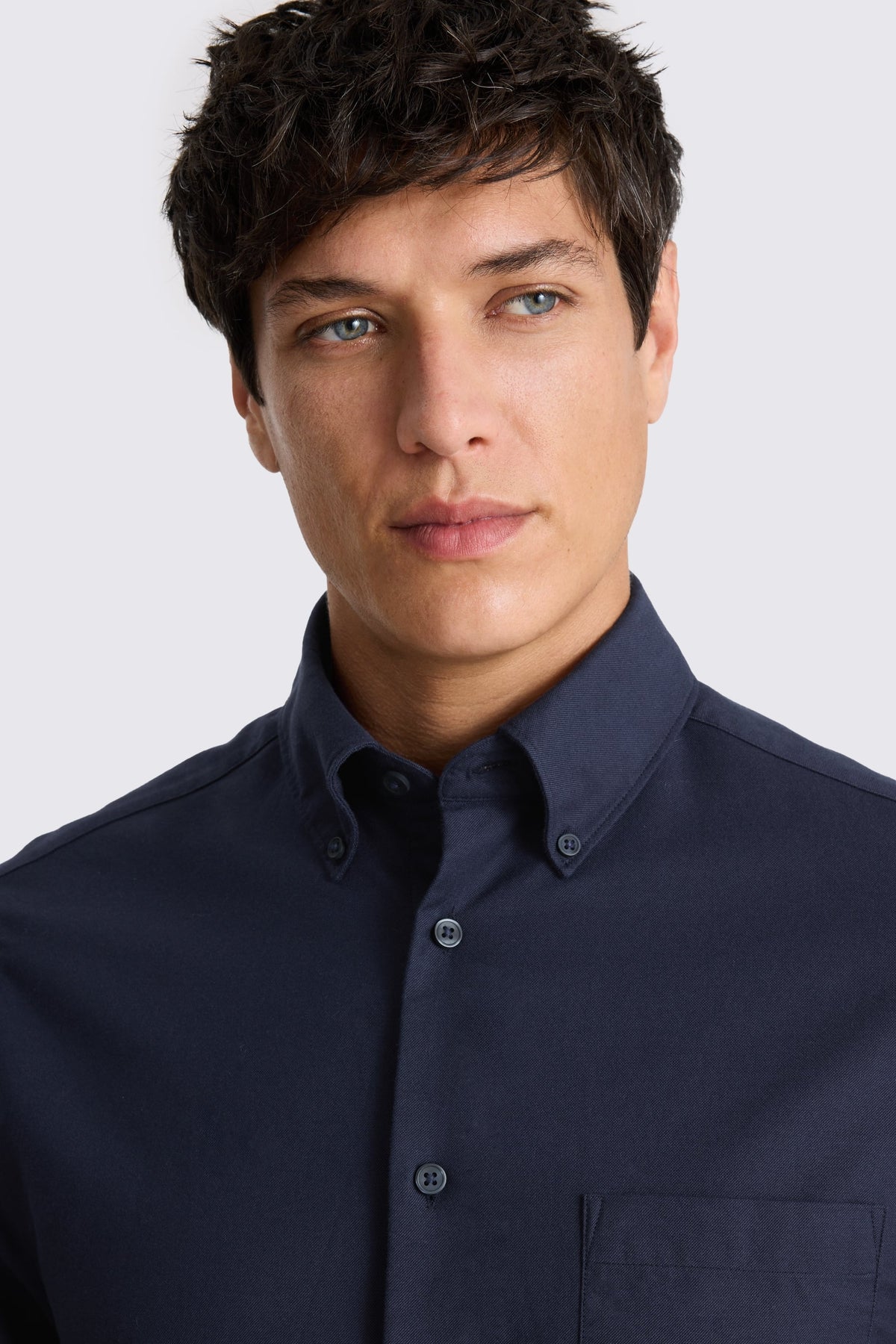 Navy Washed Cotton Oxford Shirt