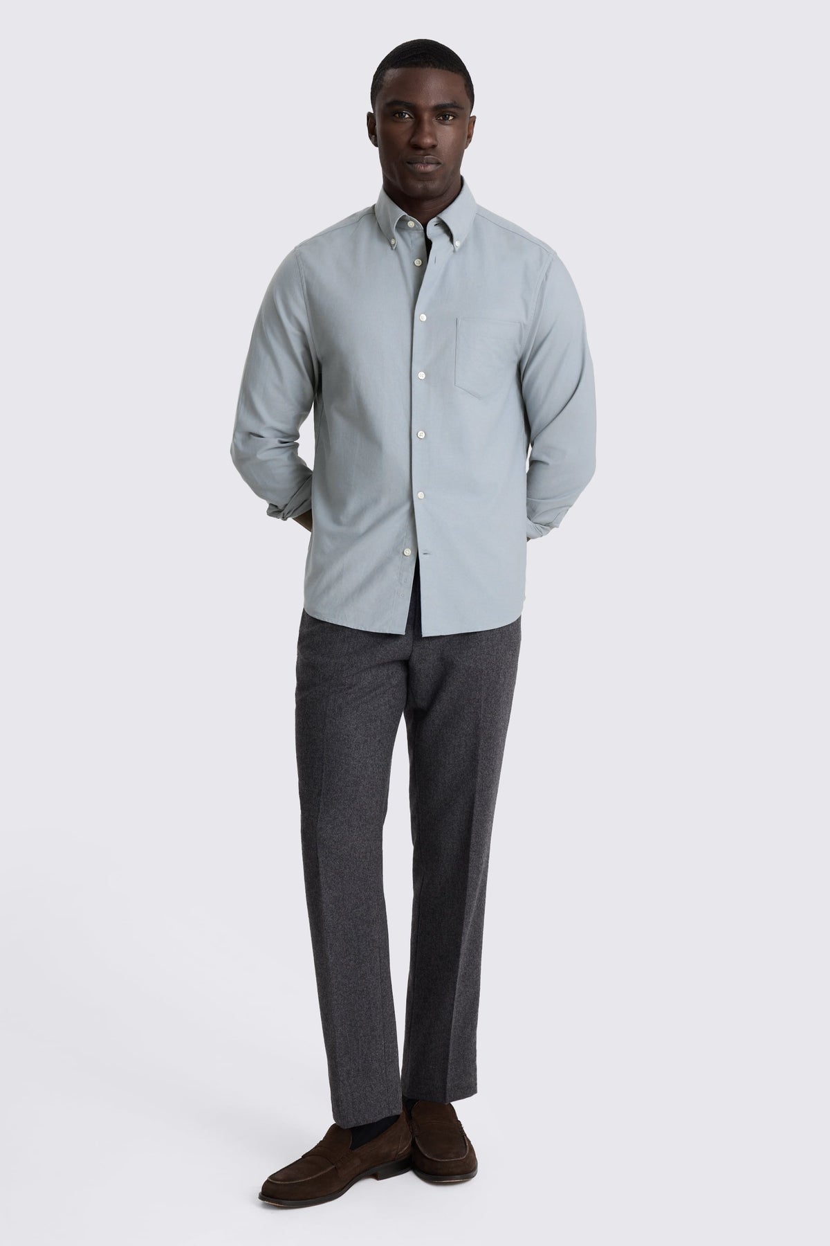 Mid Blue Washed Cotton Oxford Shirt