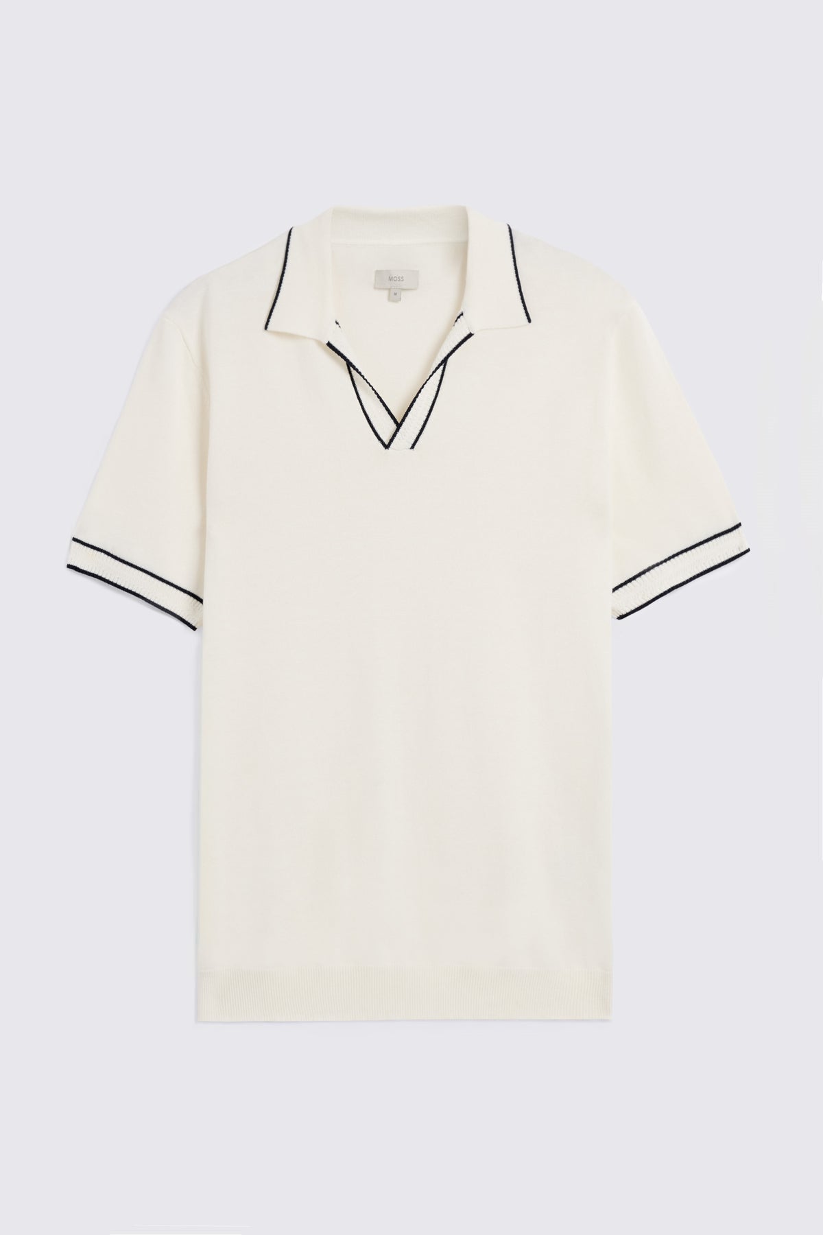 Off-White Contrast Placket Cotton Skipper Polo Shirt