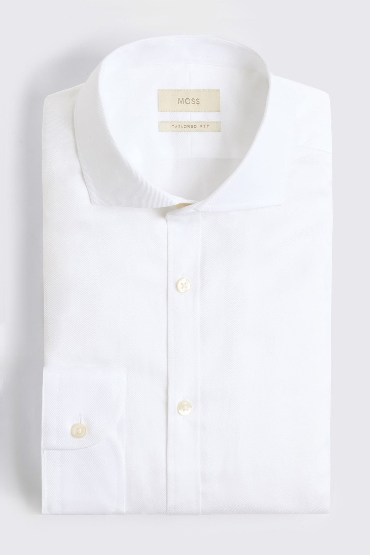Tailored Fit White Cotton Twill Shirt