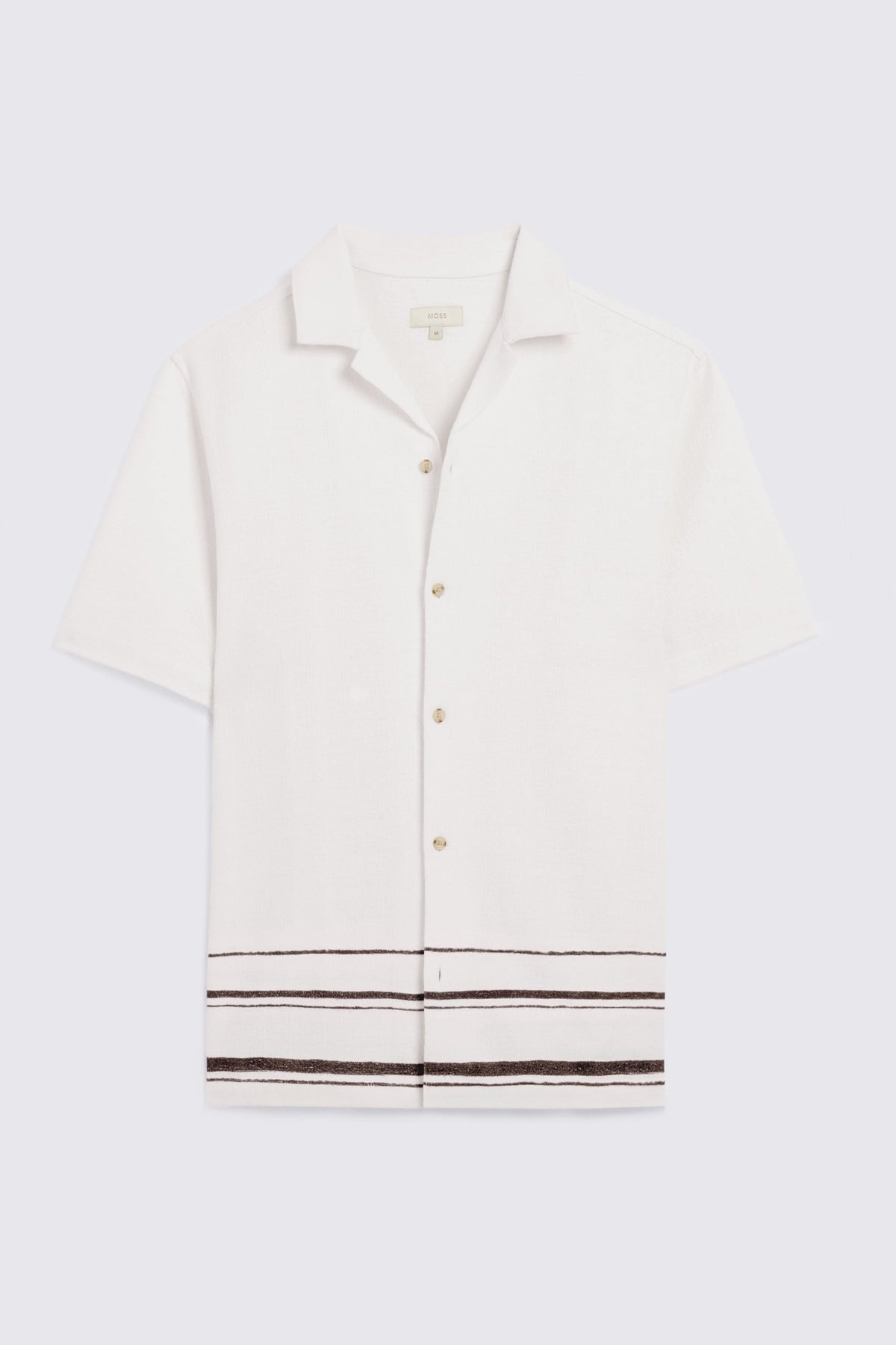 Brown Stripe Cotton Cuban Collar Shirt