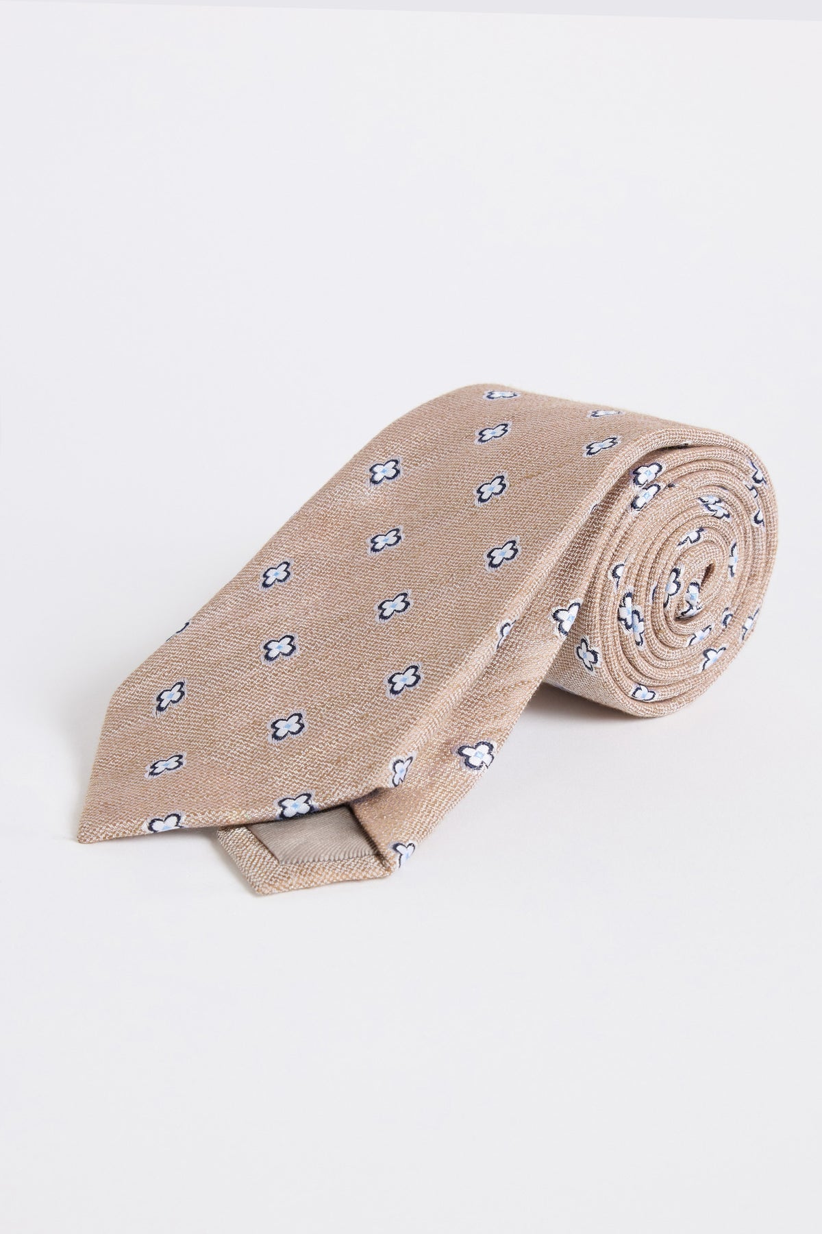 Neutral Navy Clover Medallion Linen & Silk Tie