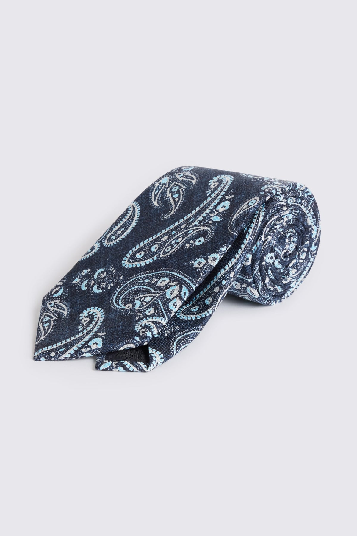 Italian Navy Blue Paisley Silk Tie