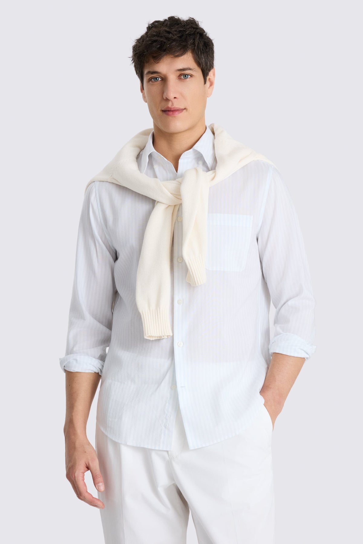 Blue Stripe Cotton Oxford Shirt