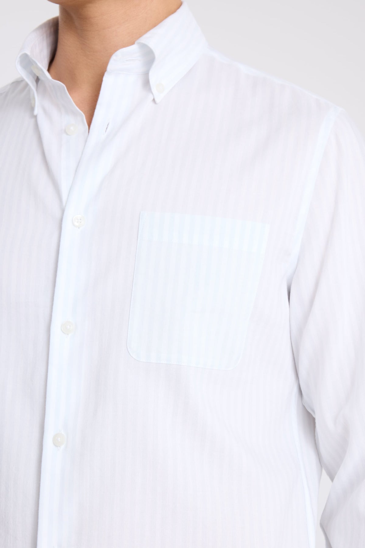 Blue Stripe Cotton Oxford Shirt