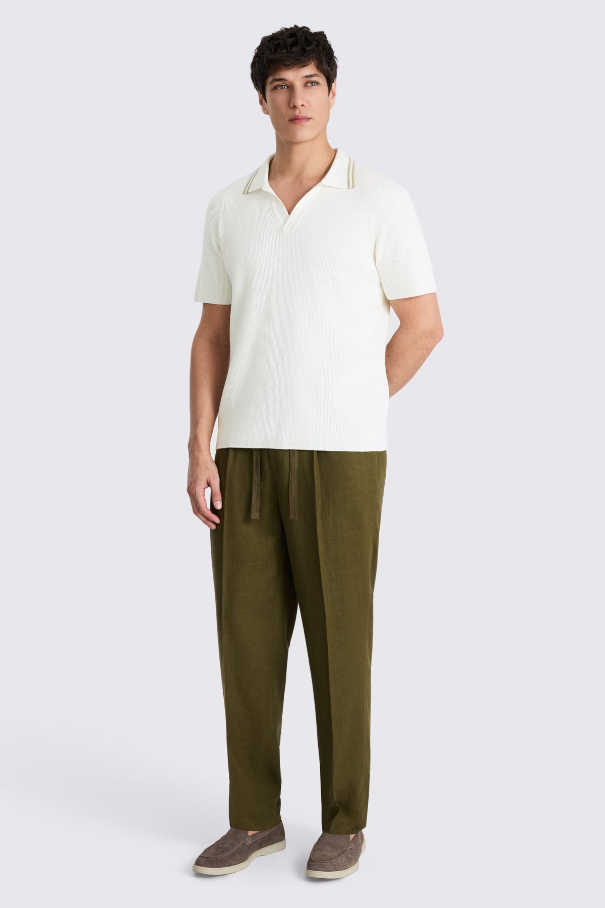Off-White Ribbed Boucle Skipper Polo Shirt