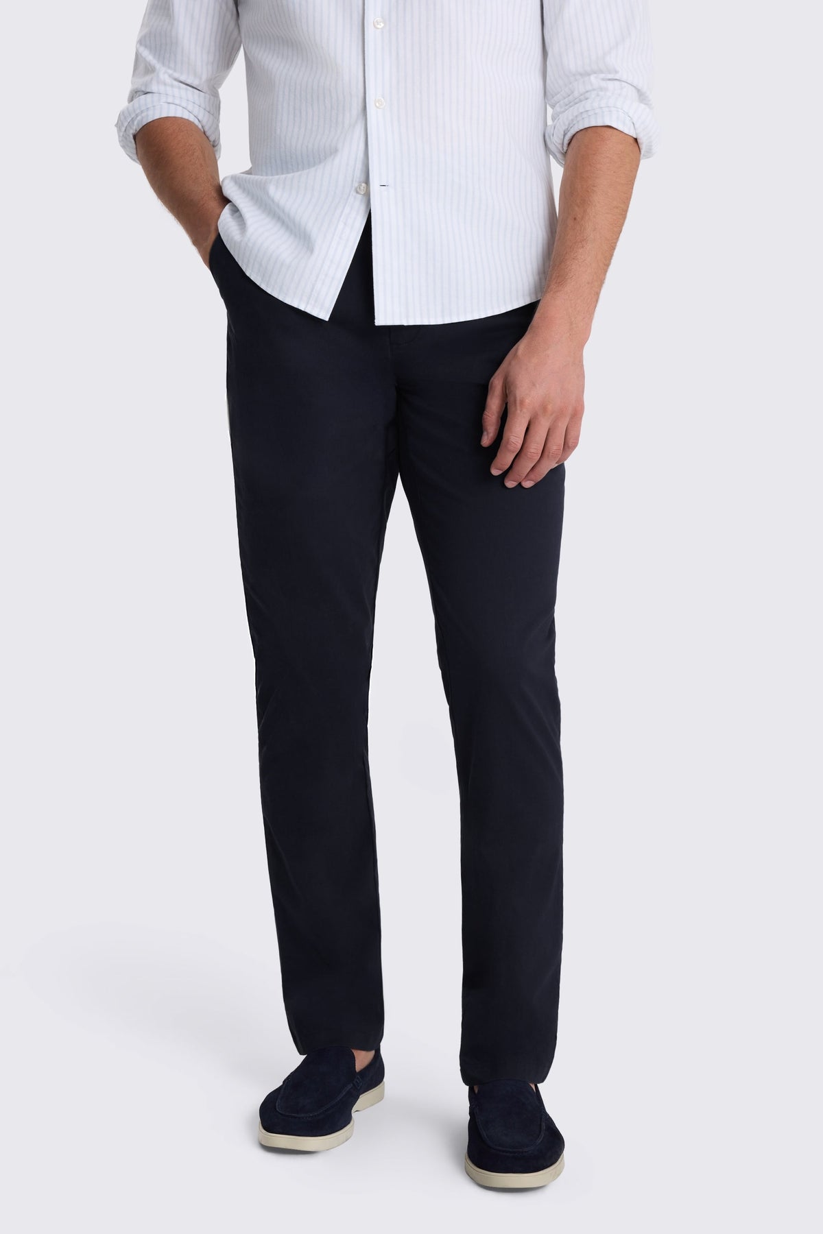 Tailored Fit Navy Cotton Chinos