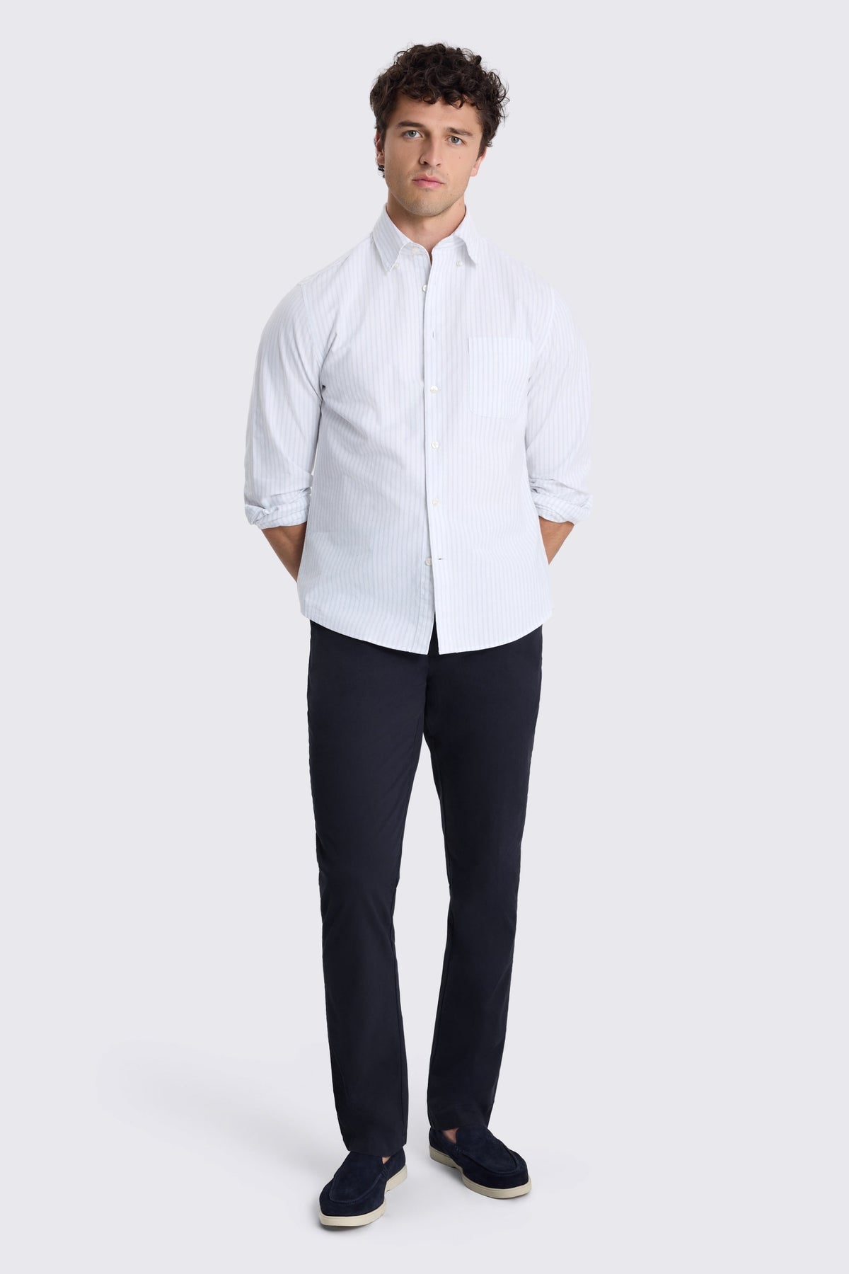 Tailored Fit Navy Cotton Chinos