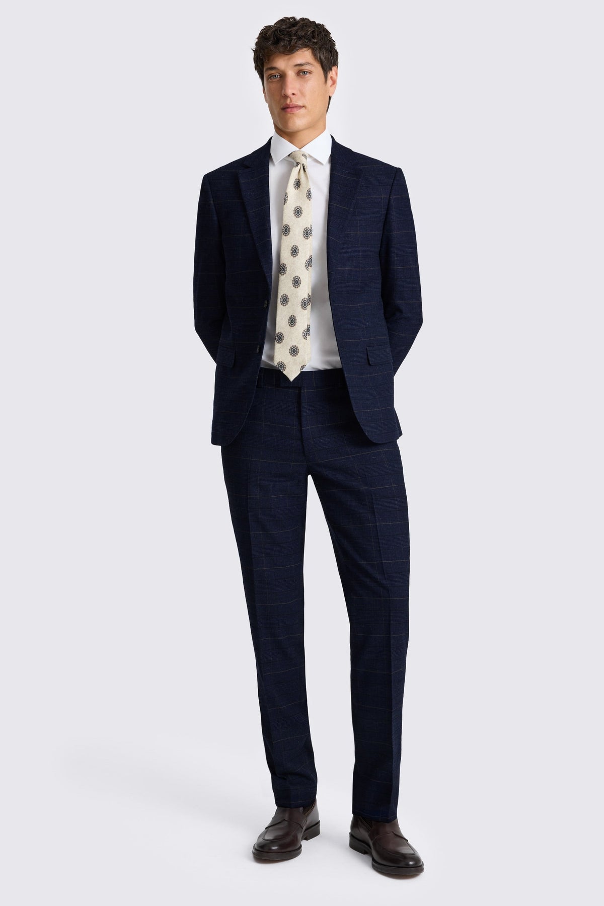 Slim Fit Navy Black Check Suit