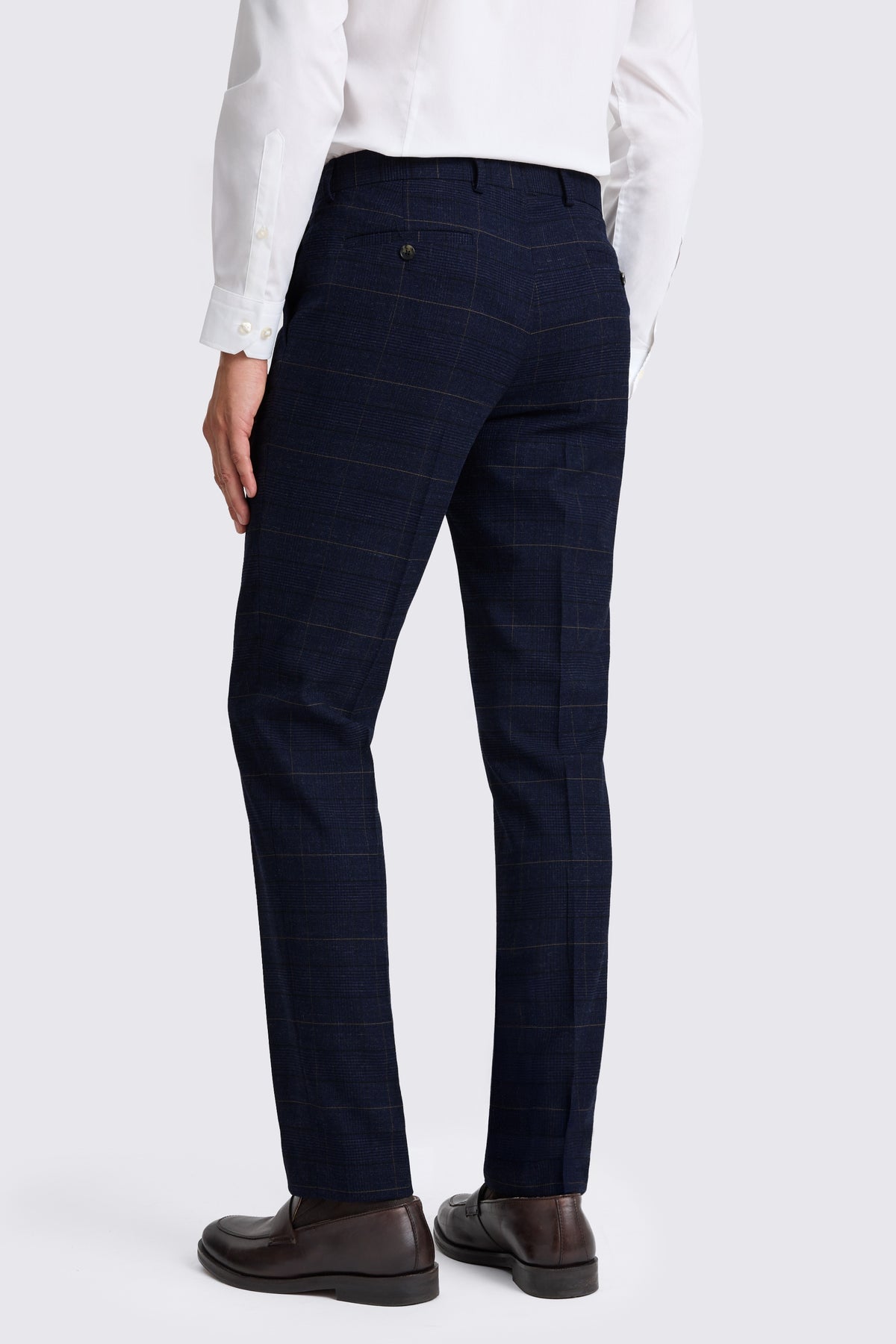 Slim Fit Navy Black Check Trousers