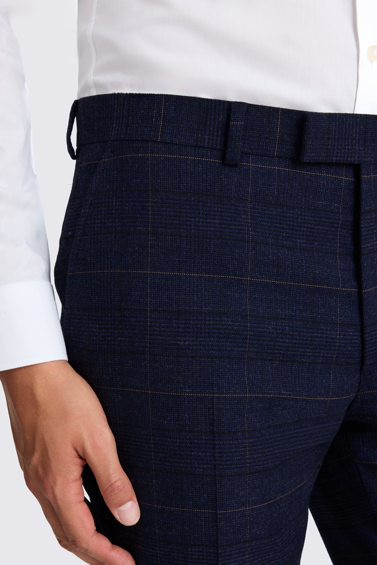 Slim Fit Navy Black Check Trousers