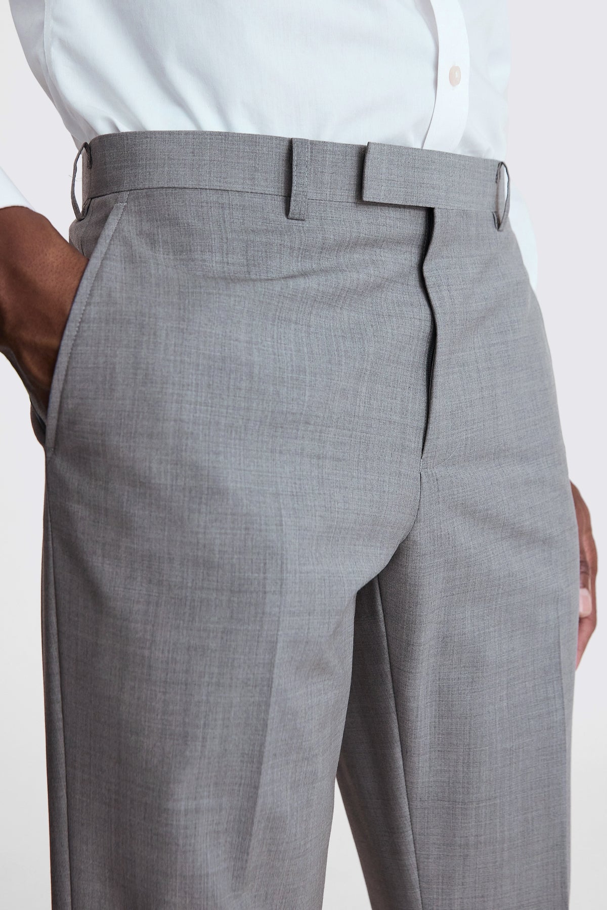Tailored Fit Light Grey Marl Performance Trousers