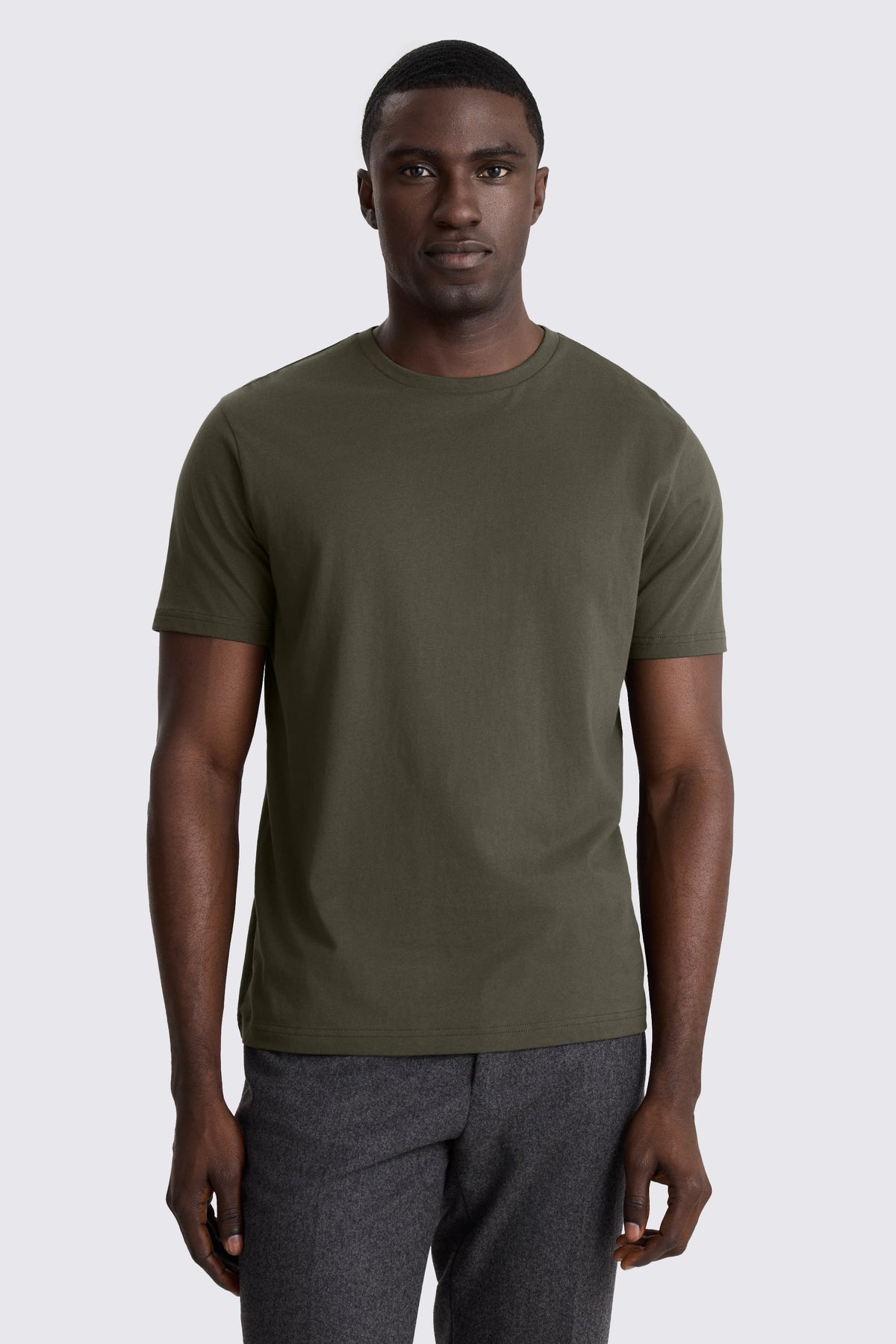 Khaki Cotton Crew-Neck T-Shirt