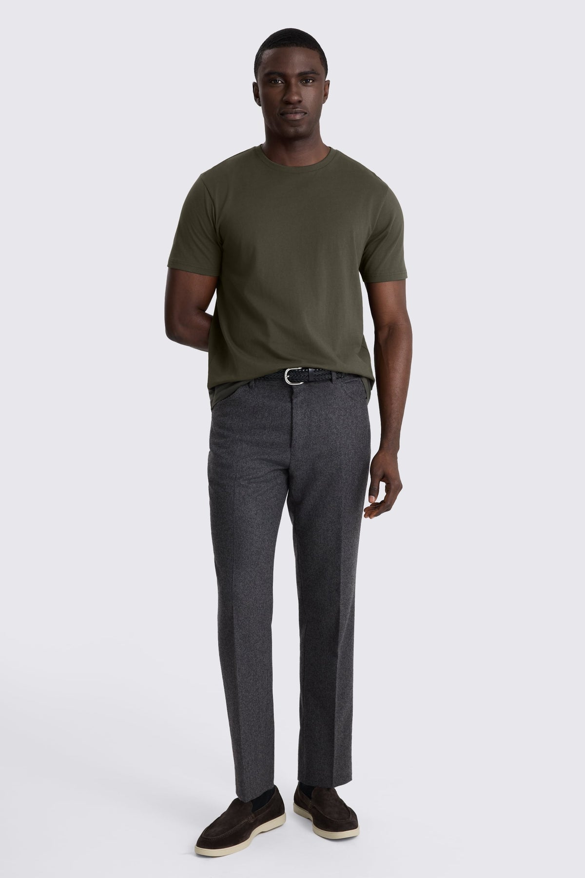 Khaki Cotton Crew-Neck T-Shirt