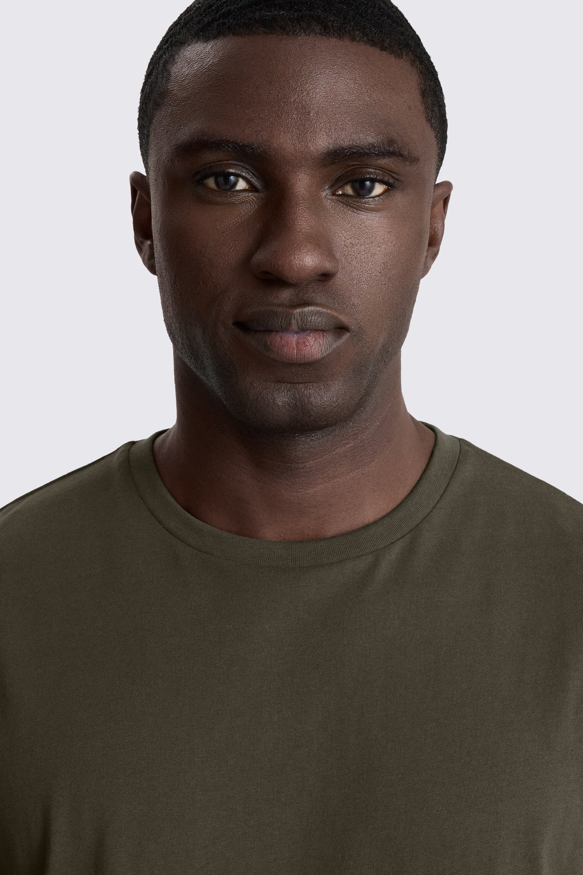 Khaki Cotton Crew-Neck T-Shirt